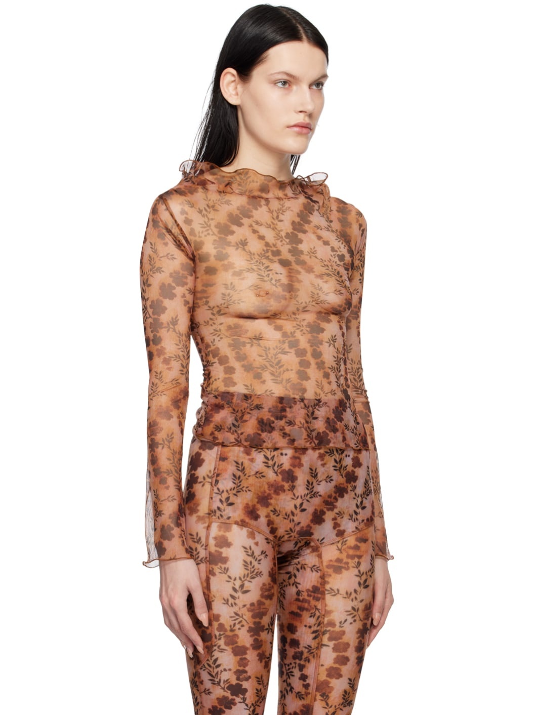 Orange Clavicle Blouse - 2