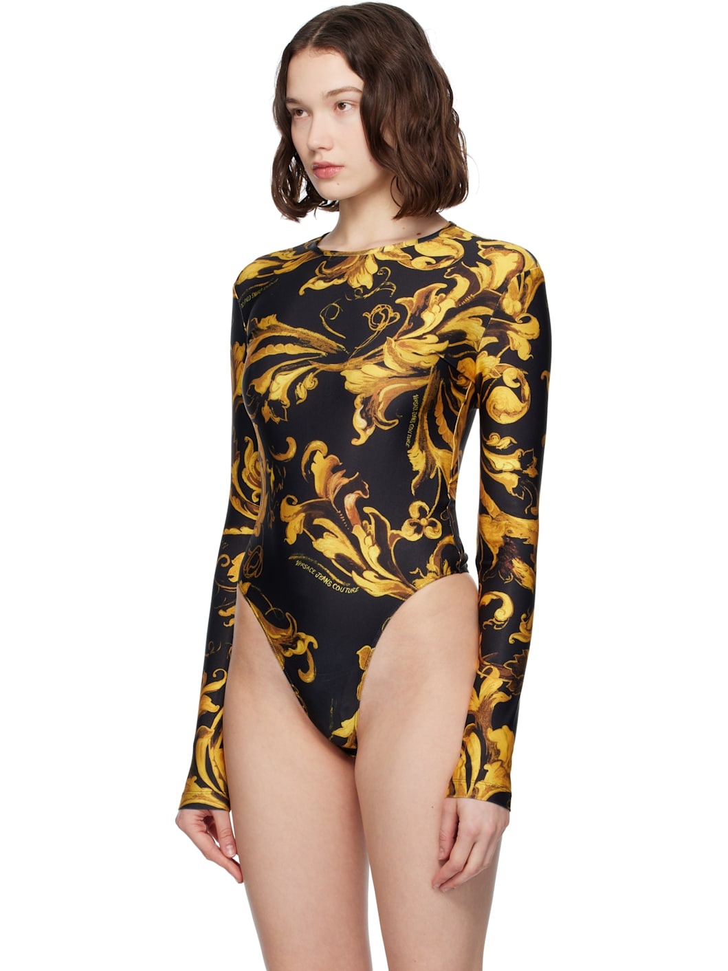 Black & Gold Lycra Bodysuit - 4