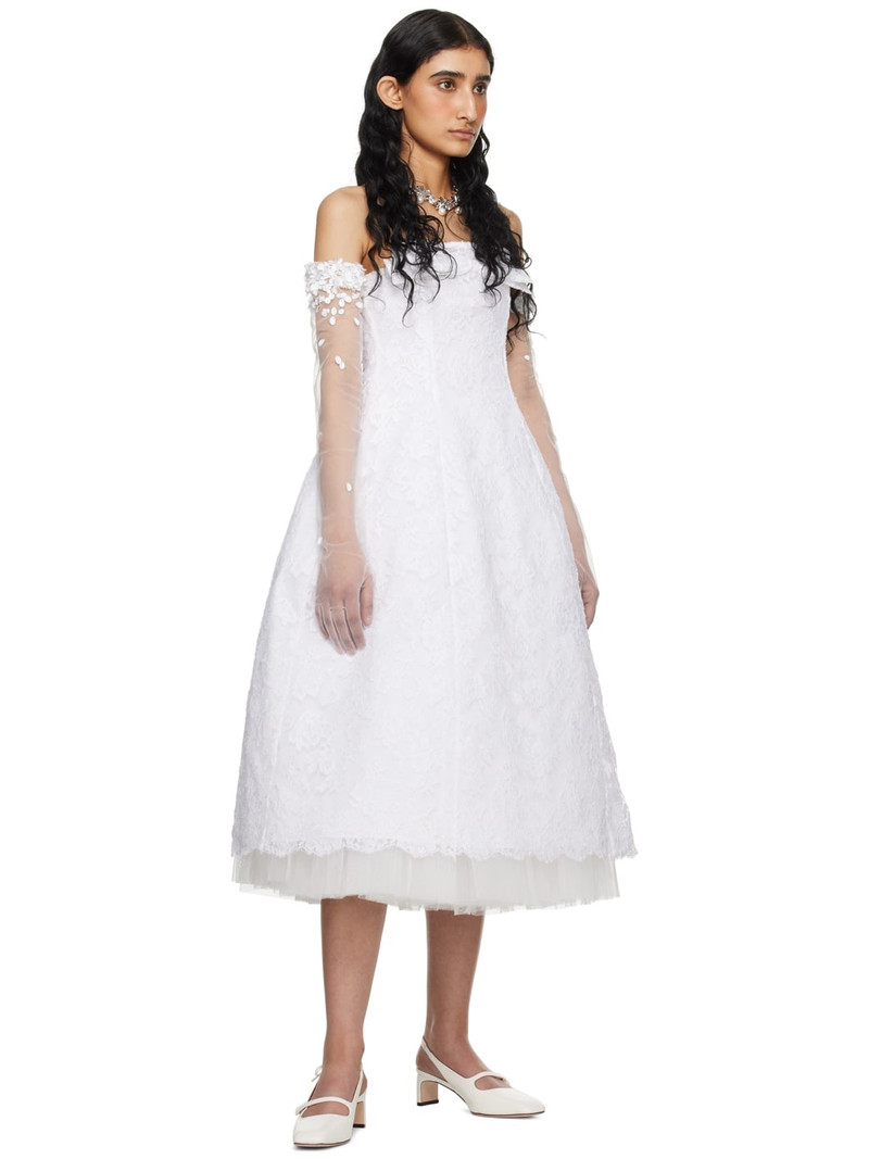 SSENSE Exclusive White Sequinned Sheer Gloves 3