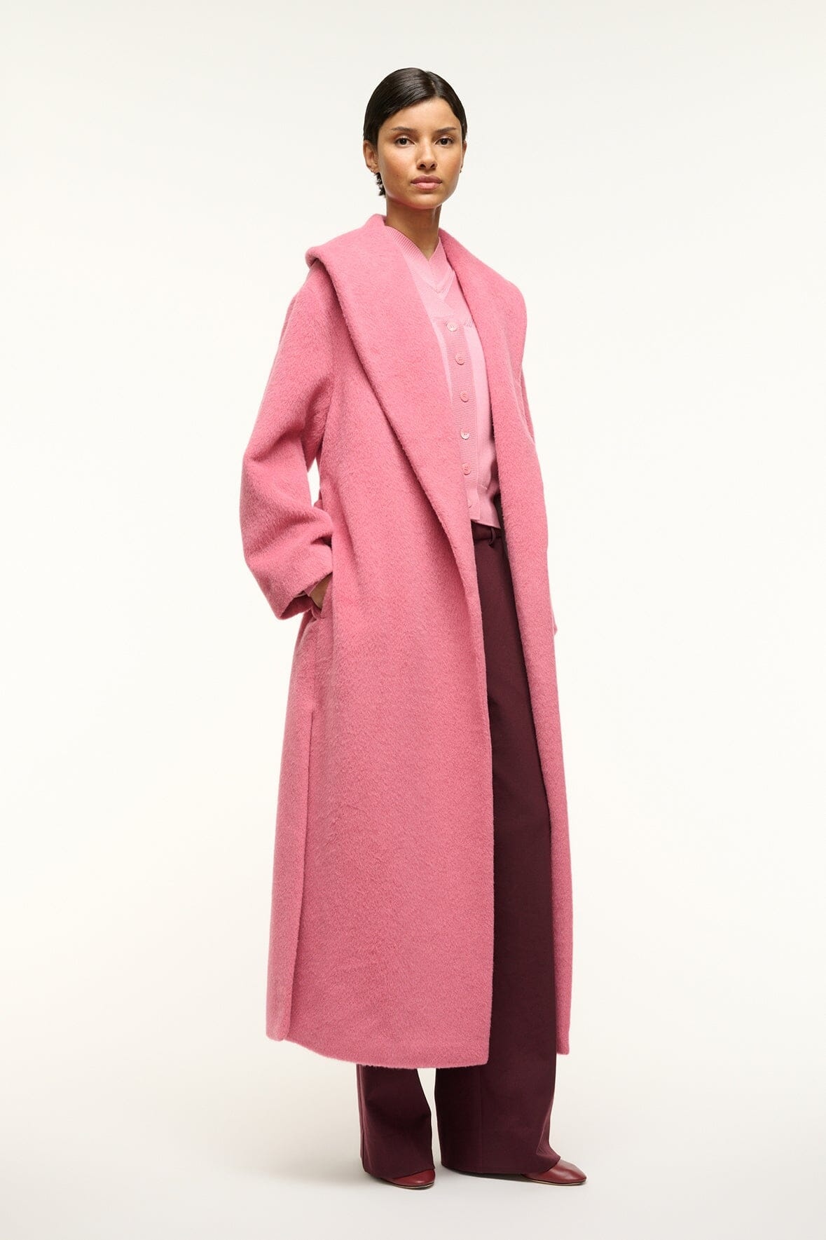 STAUD DAKOTA COAT DAMASK PINK - 4