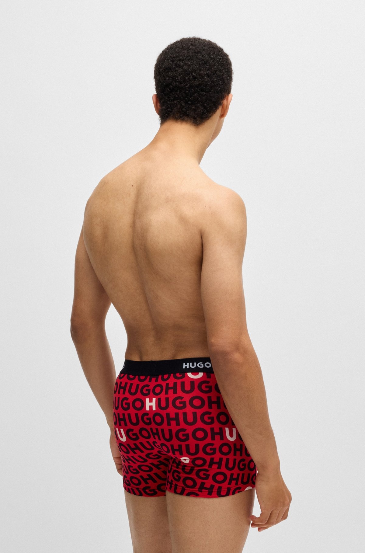 THREE-PACK OF STRETCH-COTTON BOXER BRIEFS WITH LOGOS - 3