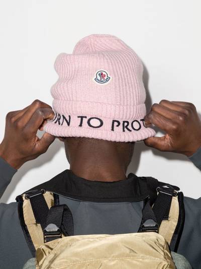 Moncler Born To Protect logo beanie outlook