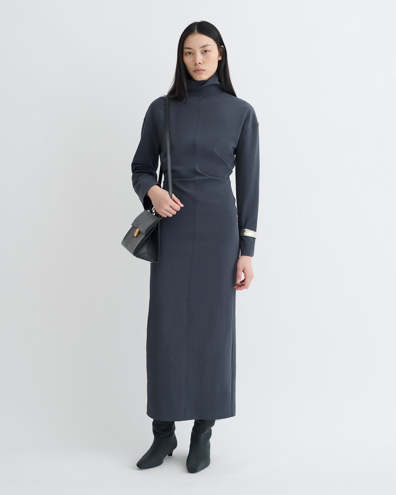 Nanushka Draped Paper Jersey Turtleneck Dress outlook