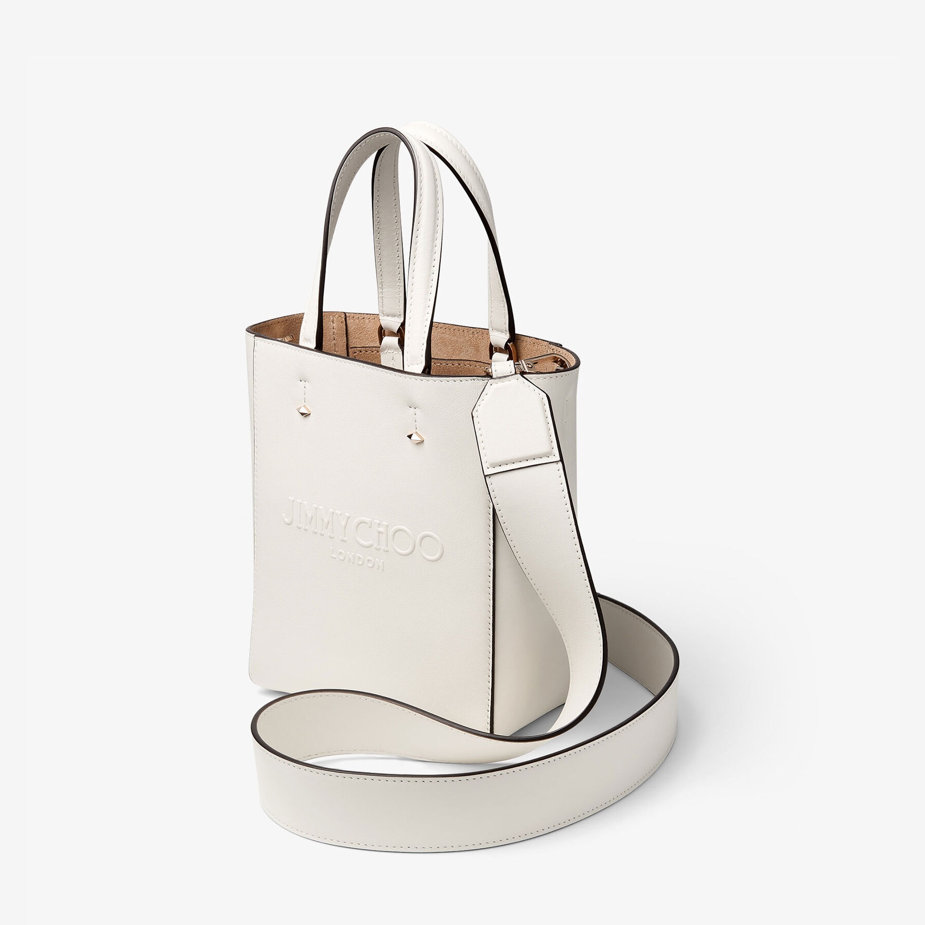 Lenny North-South S
Latte Embossed Leather Tote Bag - 3