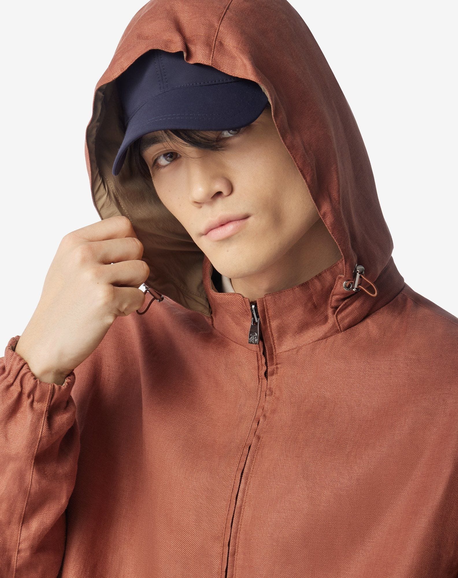 Reversible Linen Jacket in Rust Brown - 4