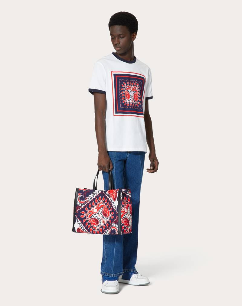 Valentino ARCHIVE MANIFESTO BANDANA PRINT COTTON T-SHIRT outlook