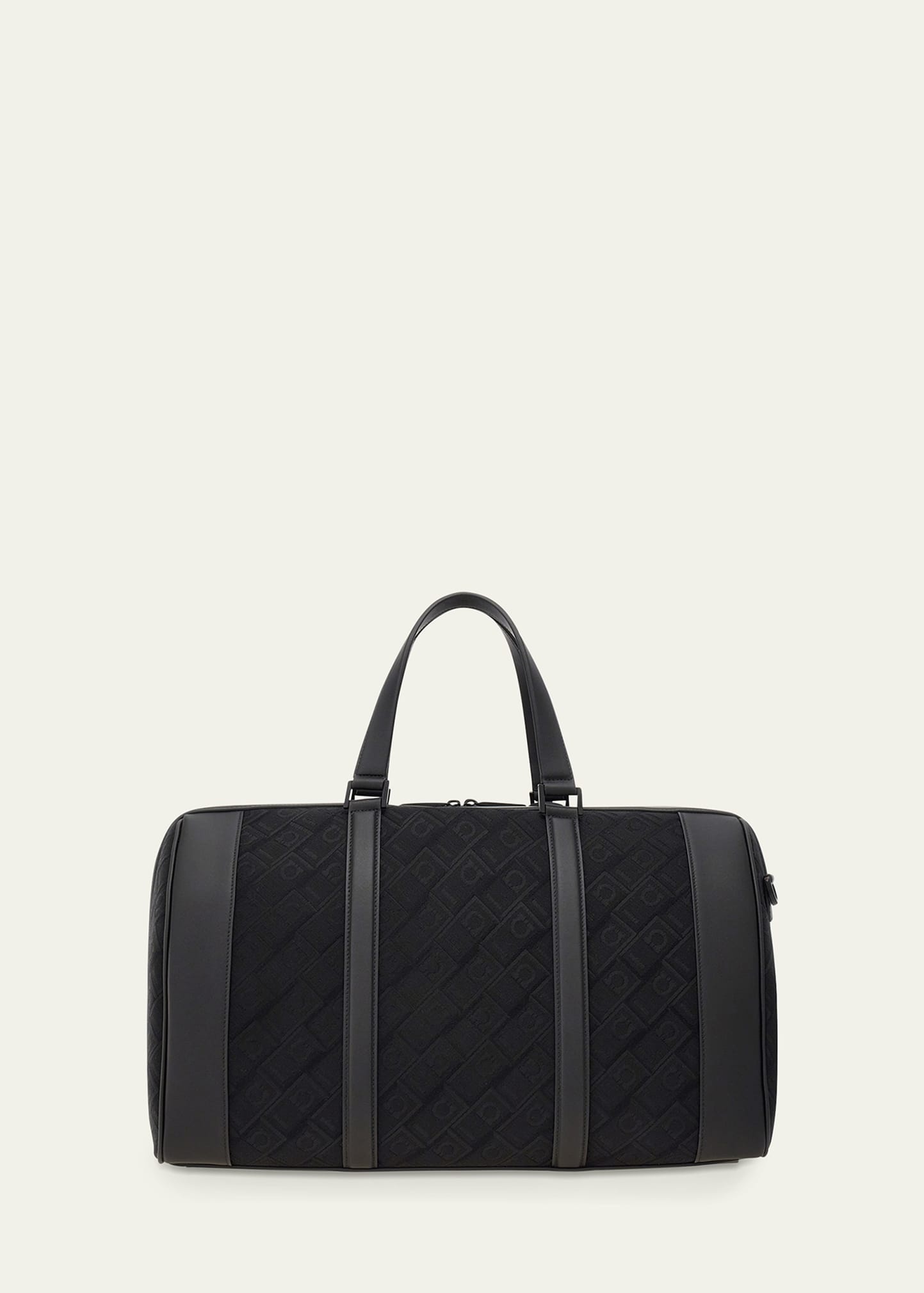 Men's Jacquard and Leather Duffel Bag - 3