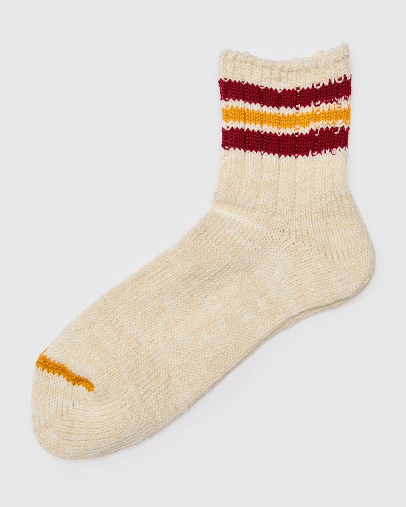 ANONYMOUSISM 3 Line Quarter Length Sock in Wine Mustard outlook