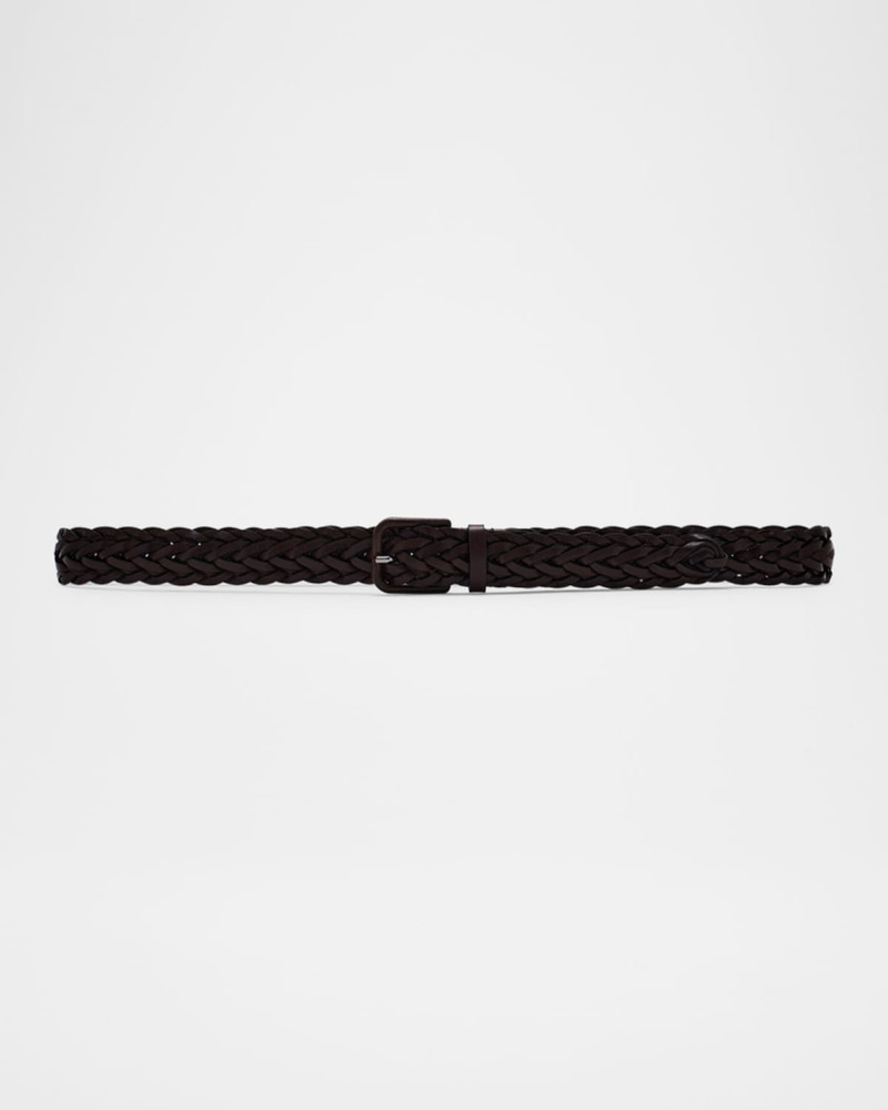 Men's Covered-Buckle Braided Leather Belt 3