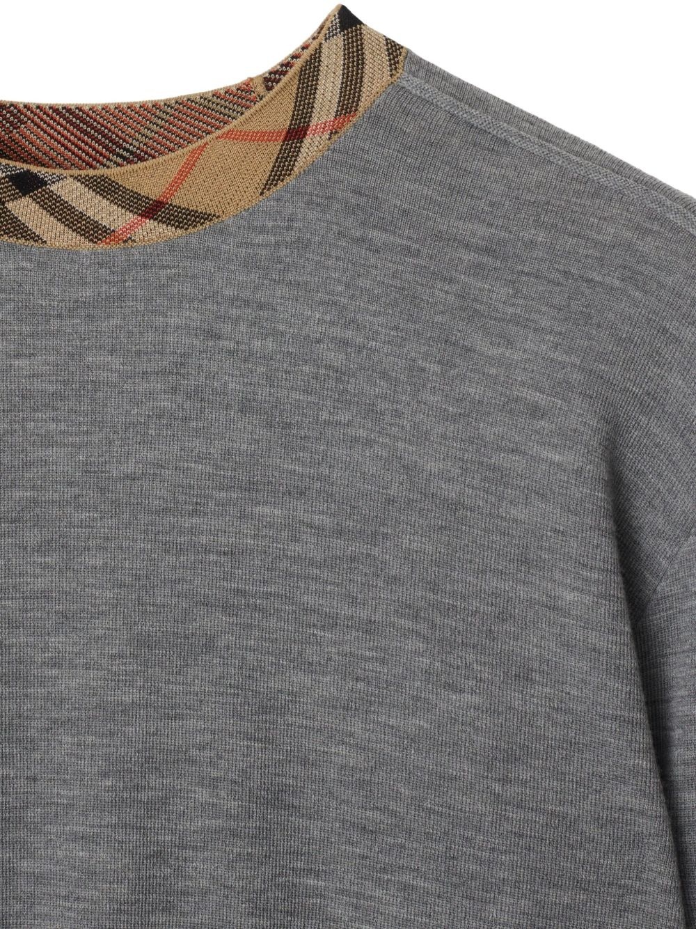 check-trim wool sweater - 2