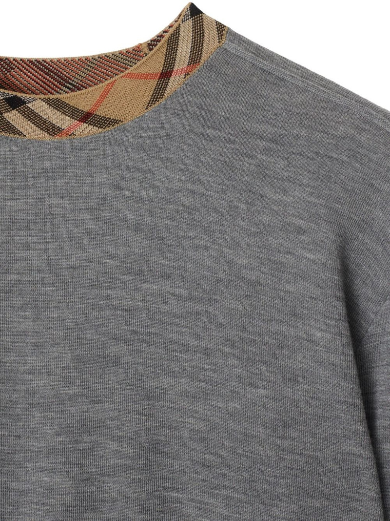 Burberry check-trim wool sweater outlook