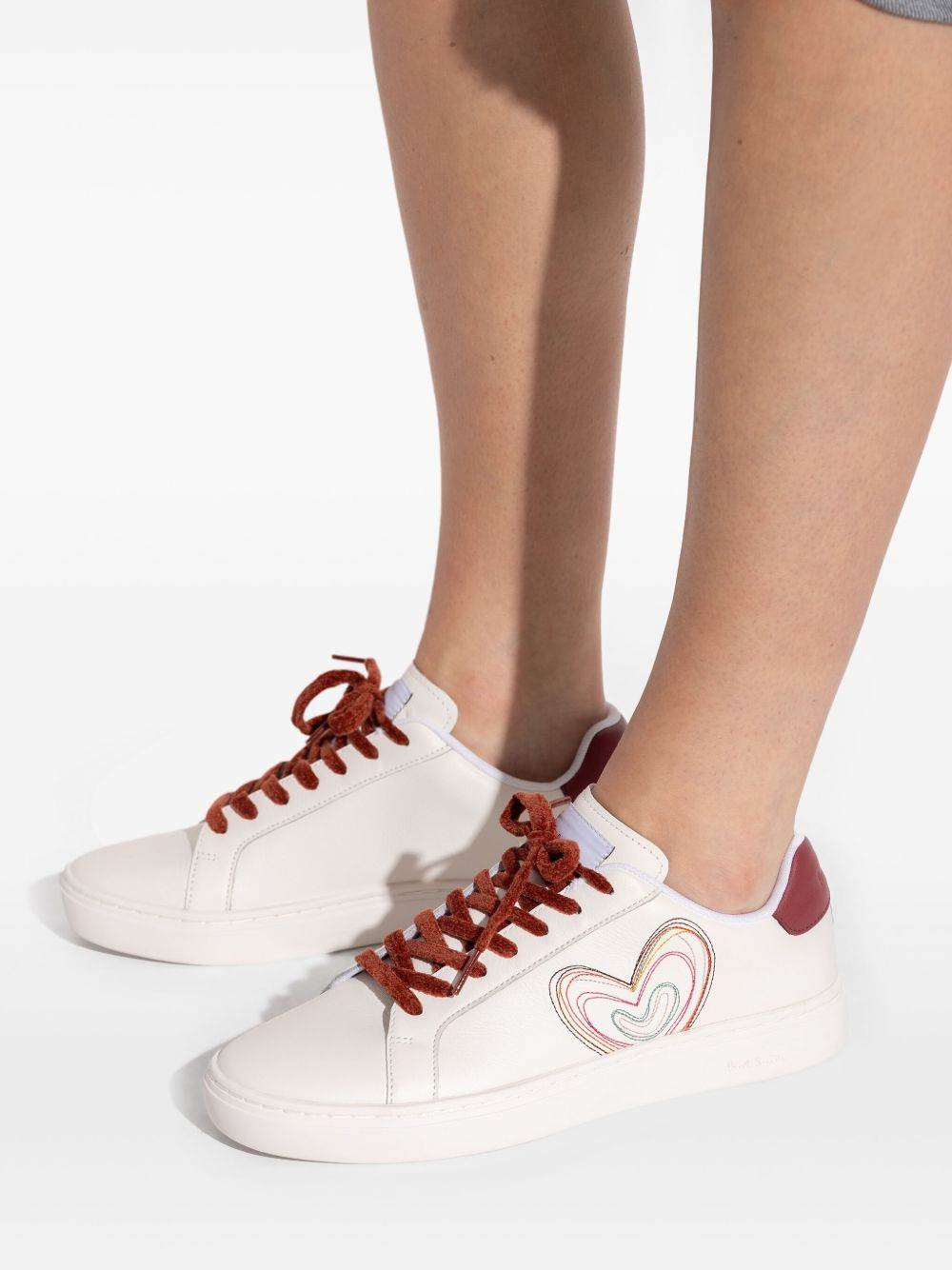 heart-print leather sneakers - 5