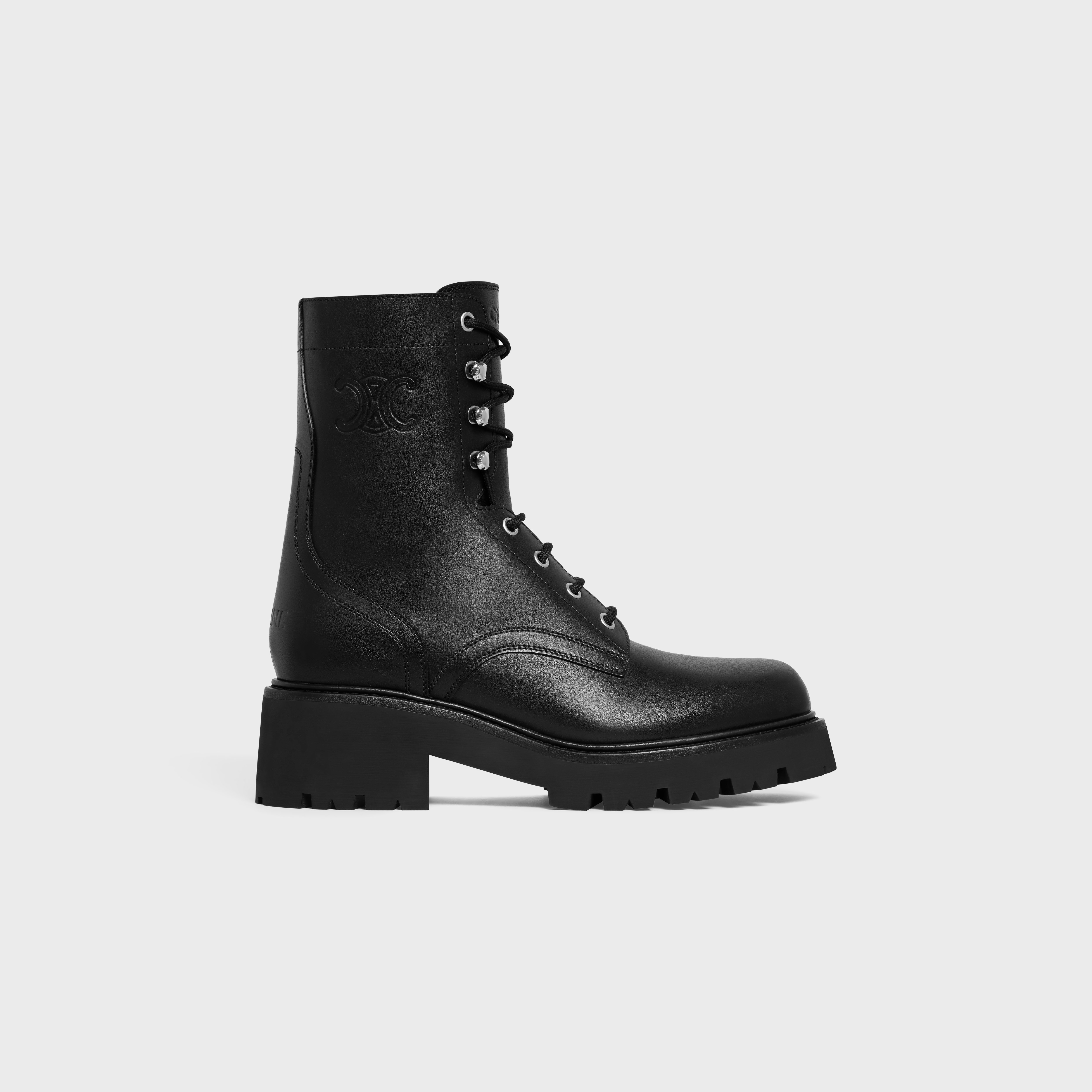 CELINE TRIOMPHE RANGERS MID LACE-UP BOOT in SHINY BULLSKIN - 1