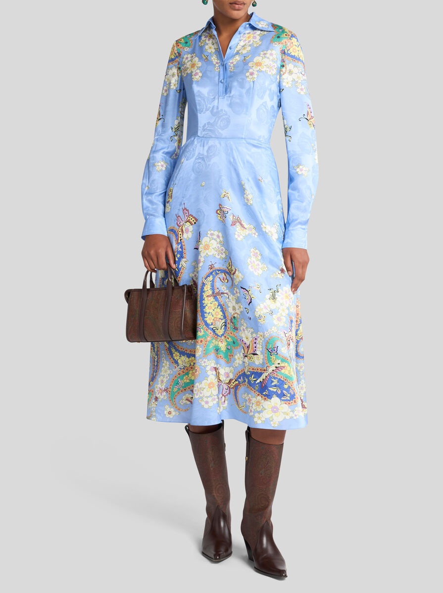 関税込【ETRO】Floral satin midi dress Blue Printed satin midi dress | ETRO | NET-A-PORTER
