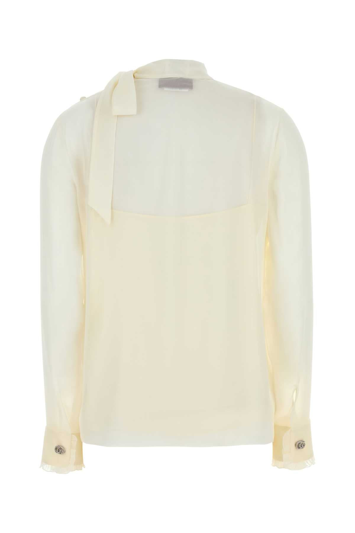 Gucci Women Ivory Crepe Blouse - 2