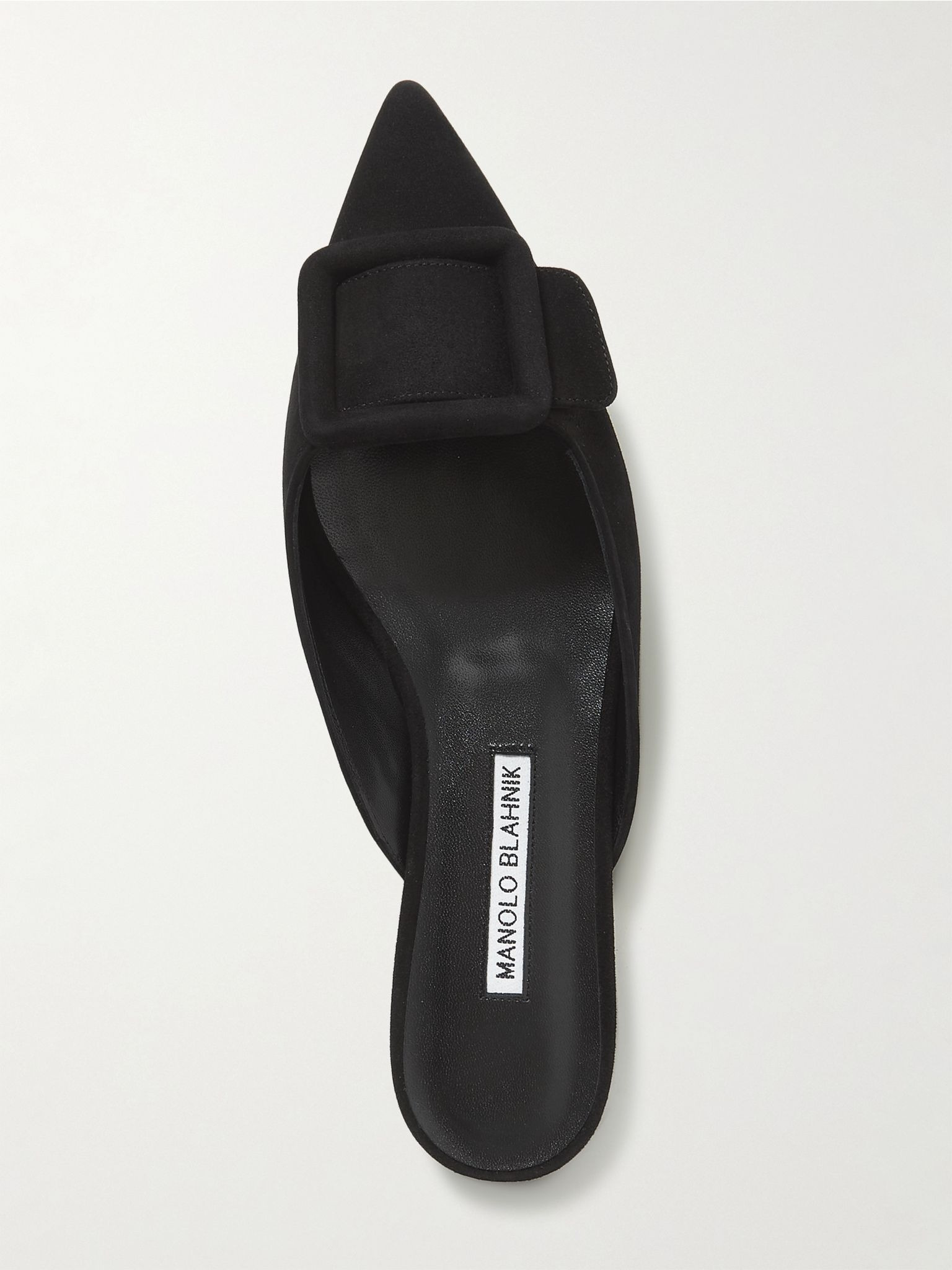 Maysale buckled suede point-toe flats Black - 5