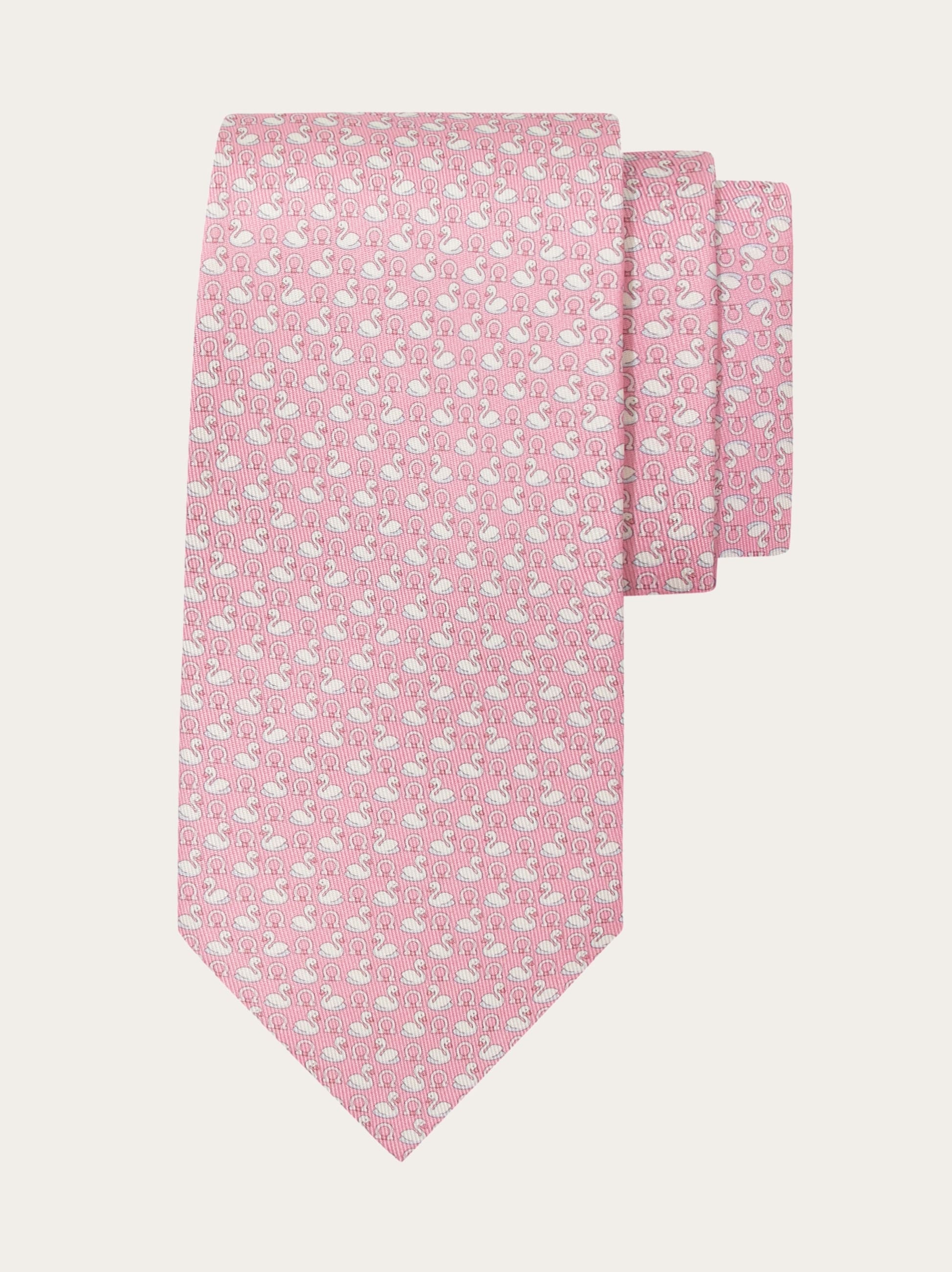 Swan print silk tie - 1