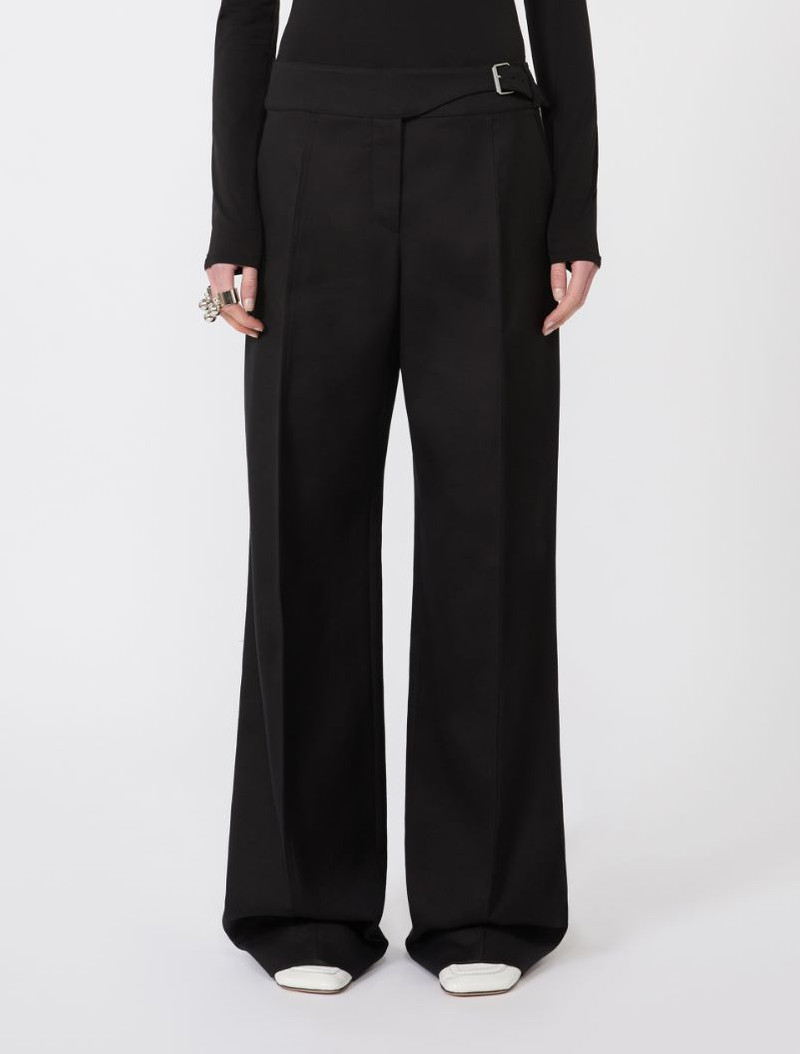 Viscose-blend gabardine yoke-detail trousers - black 3