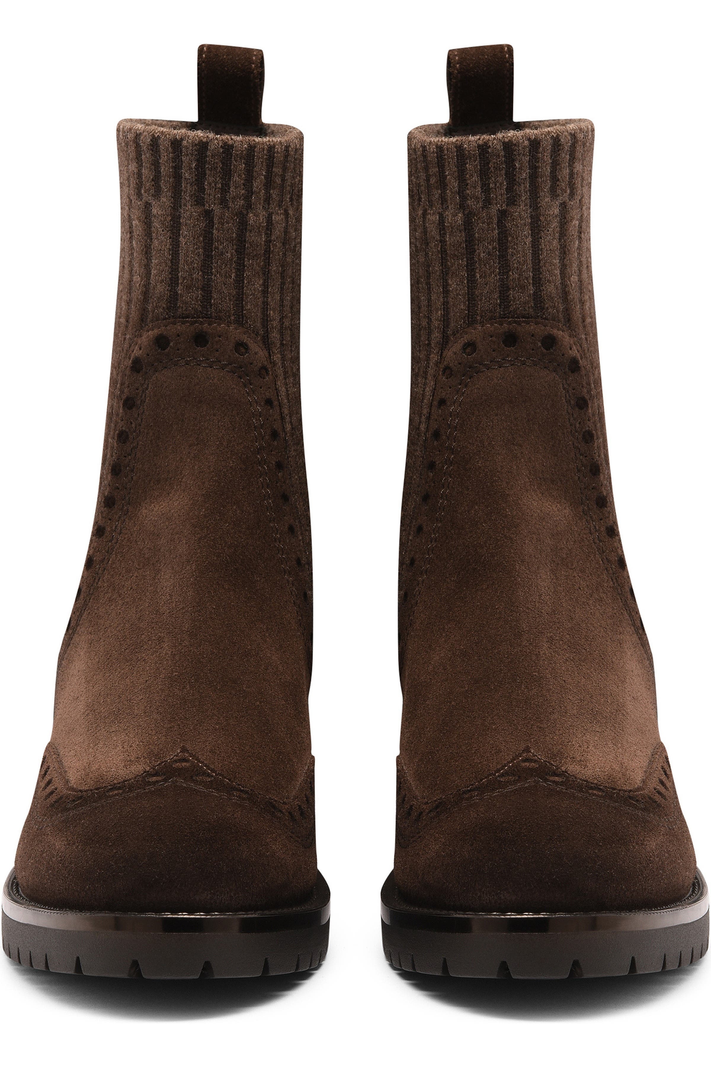 Santoni Women's Ferret Suede Low-Heel Ankle Bootie in Brown at Nordstrom - 7