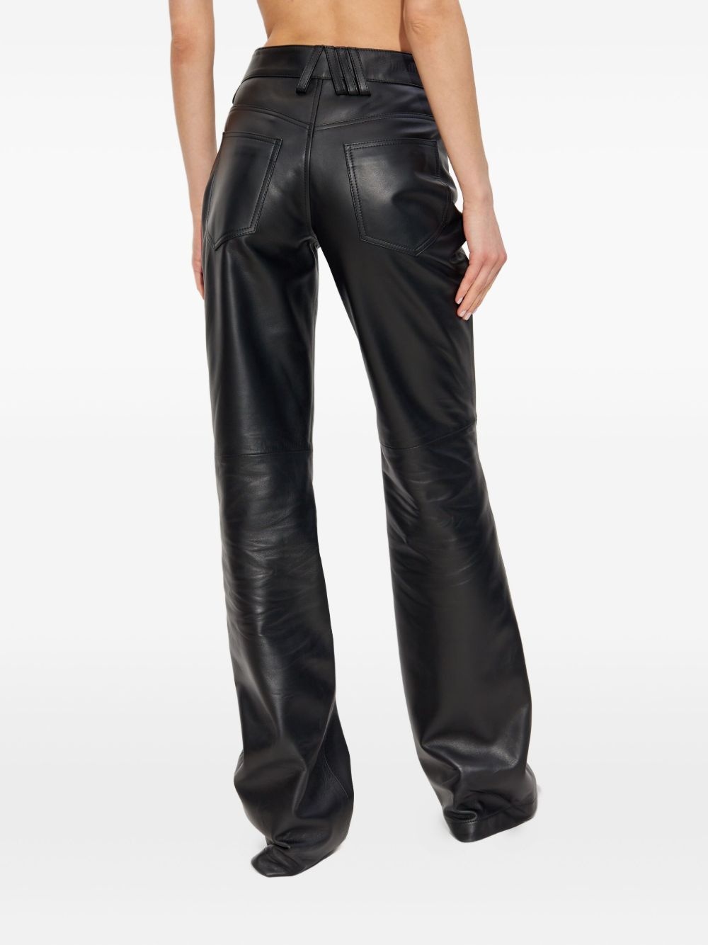 panelled leather trousers - 4