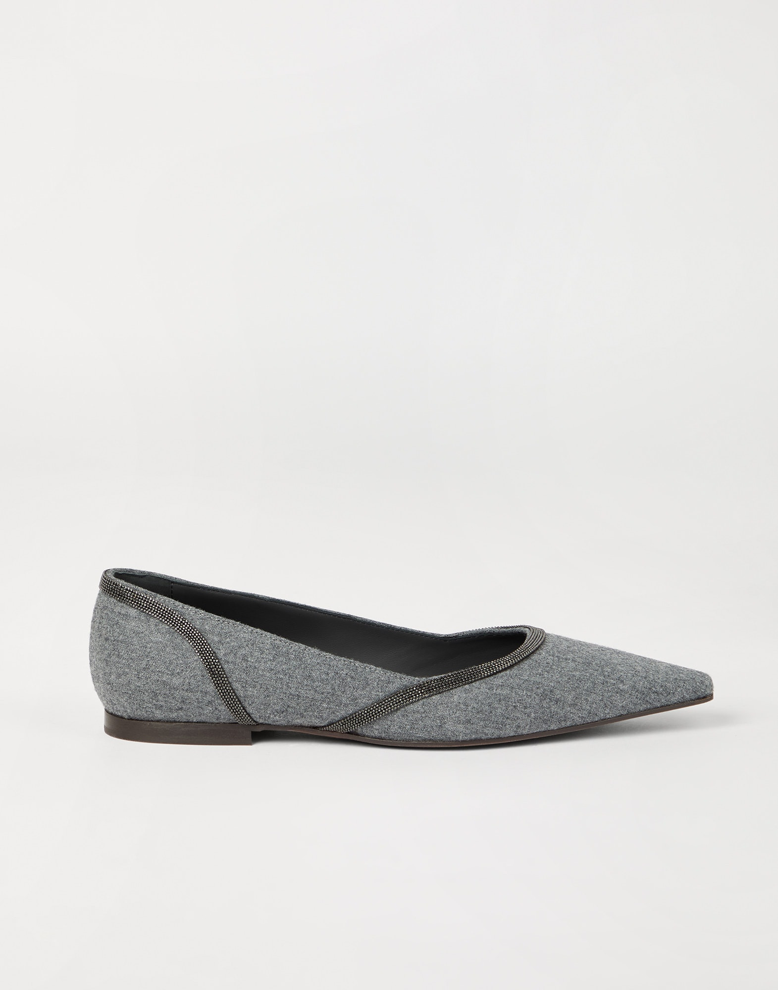Water-resistant virgin wool flannel flats with shiny contour - 5