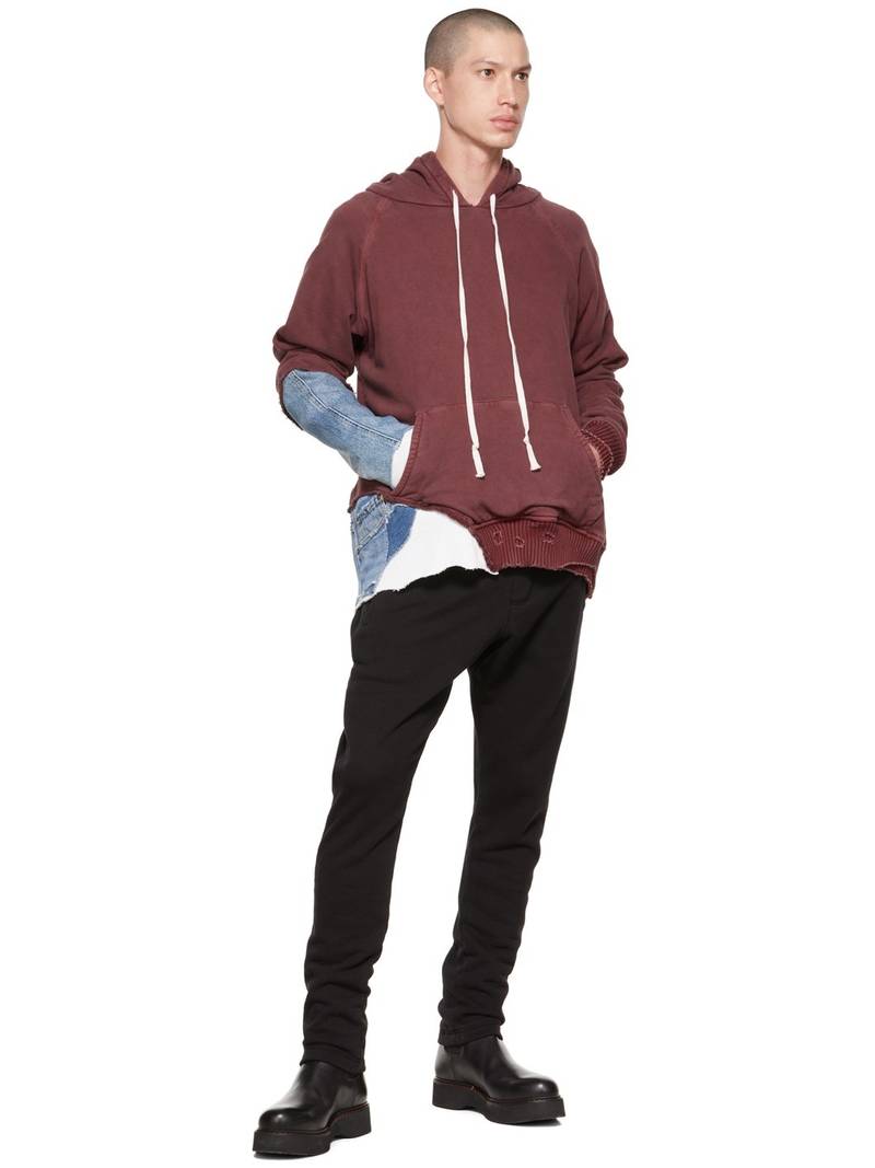 Greg Lauren Burgundy Fragment Hoodie outlook