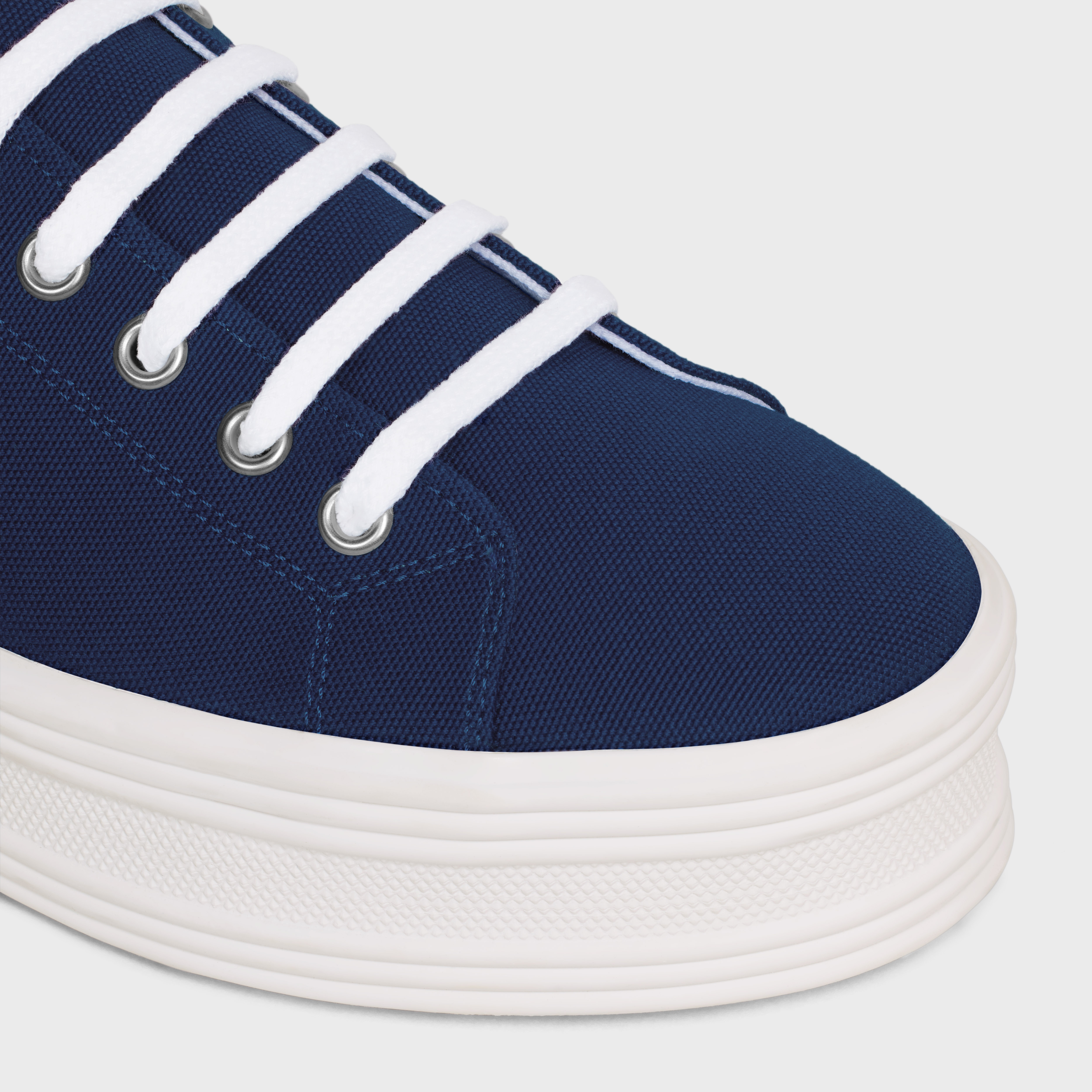 JANE LOW LACE-UP SNEAKER WITH TRIOMPHE PATCH in Canvas and Calfskin - 4