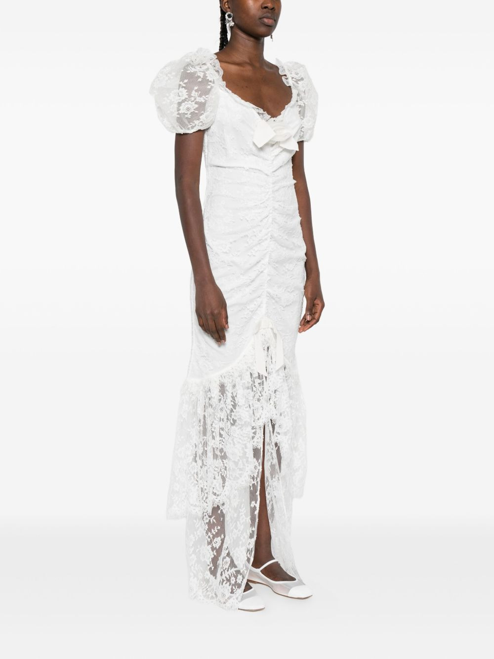 puff-sleeve lace maxi dress - 3