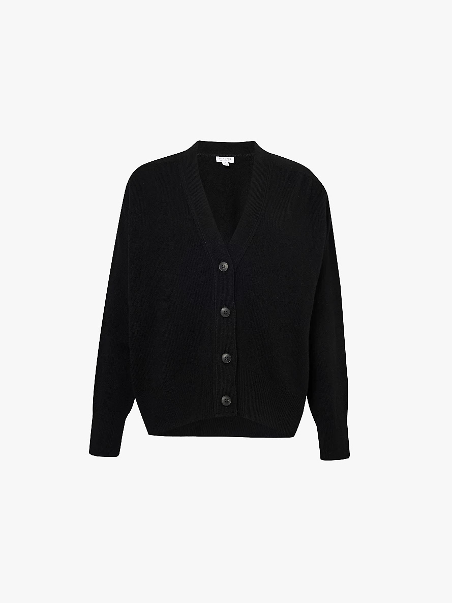 Sunspel V neck oversized wool knit cardigan REVERSIBLE