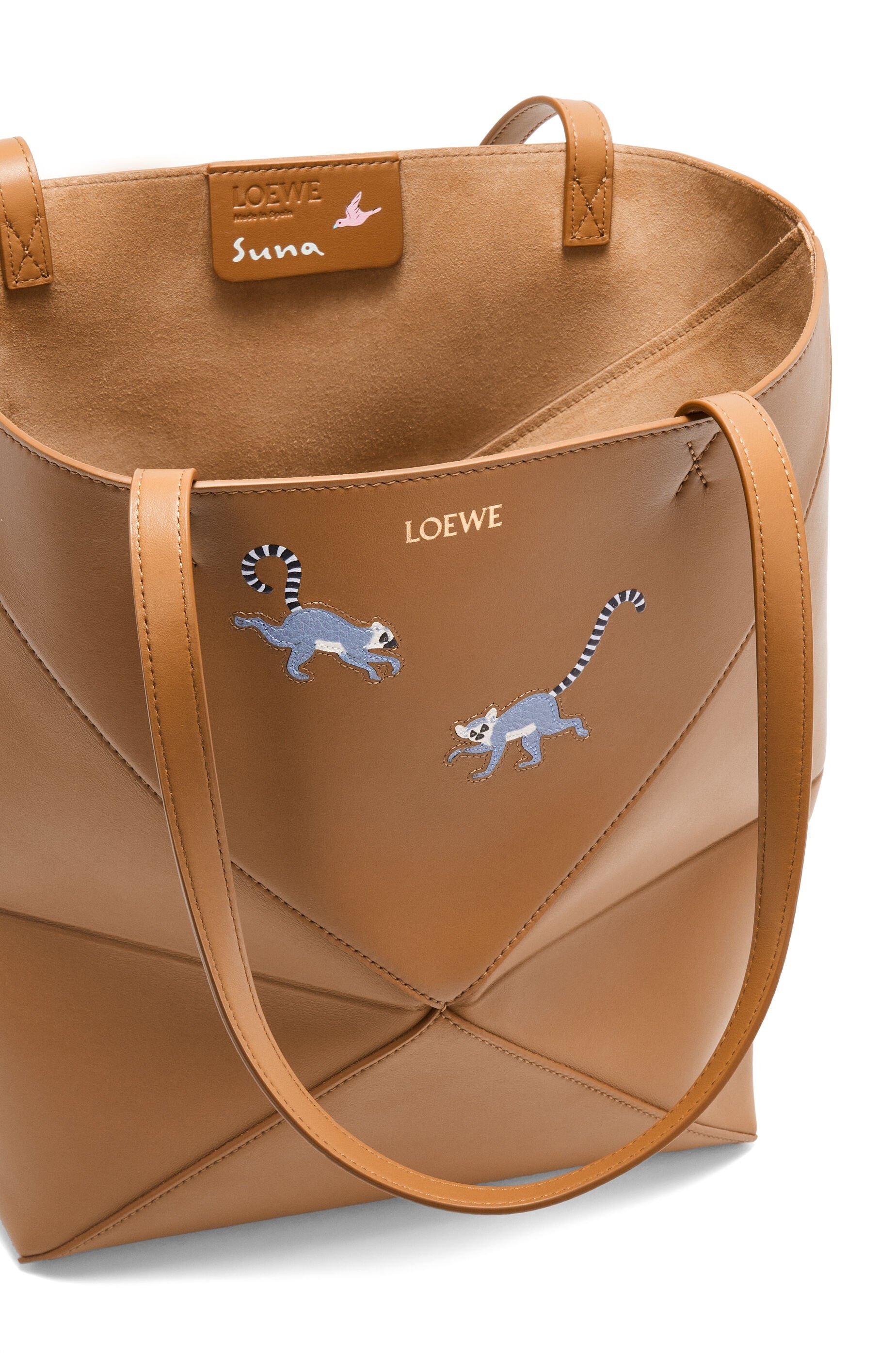 Lemur Puzzle Fold tote in shiny calfskin - 9
