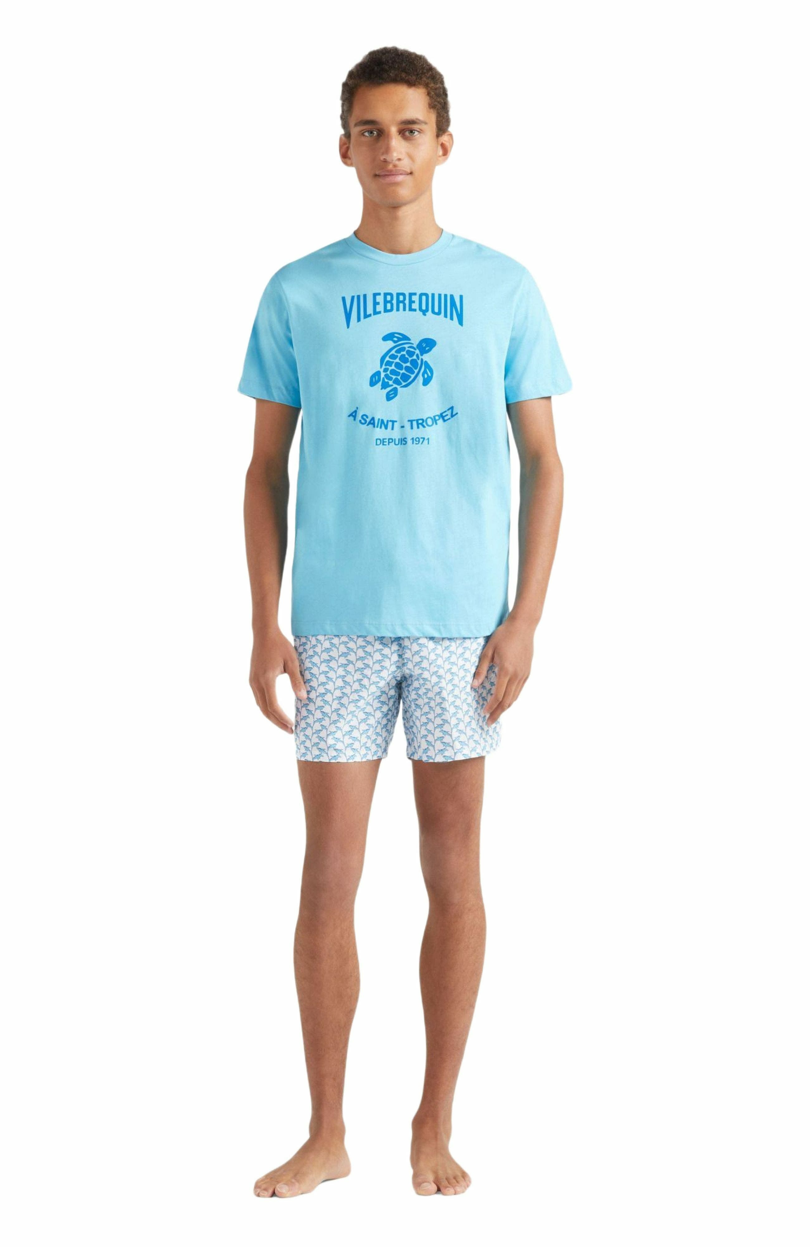 Vilebrequin Men's Gummy Logo Cotton T-Shirt in Topaze Bleue at Nordstrom - 5