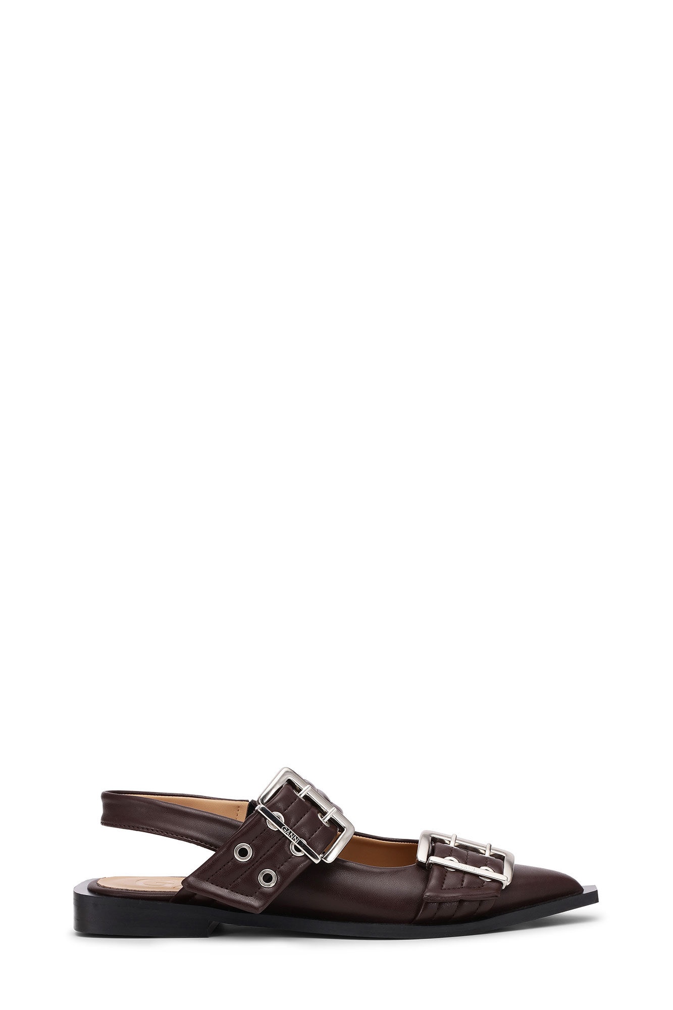 BROWN FEMININE BUCKLE BALLERINAS - 1