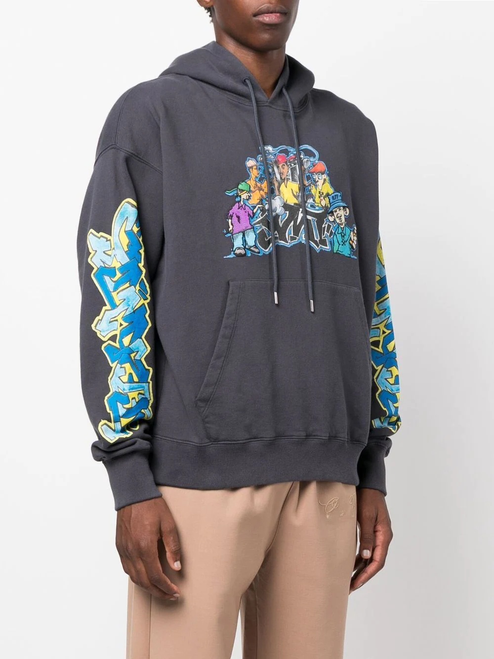 graffiti-print cotton hoodie - 3