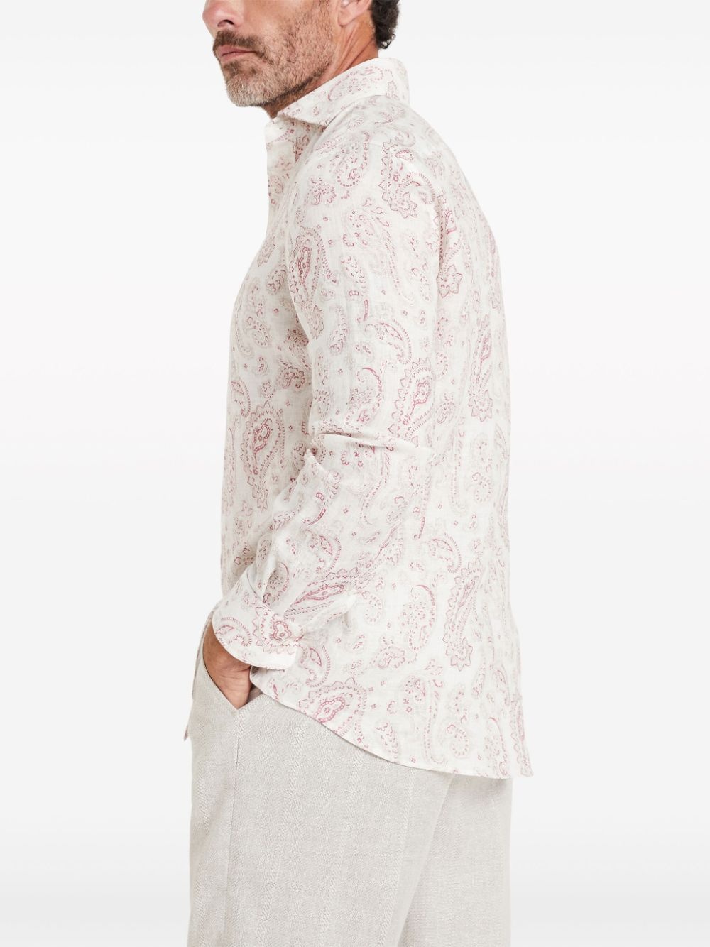 paisley-print linen shirt - 3