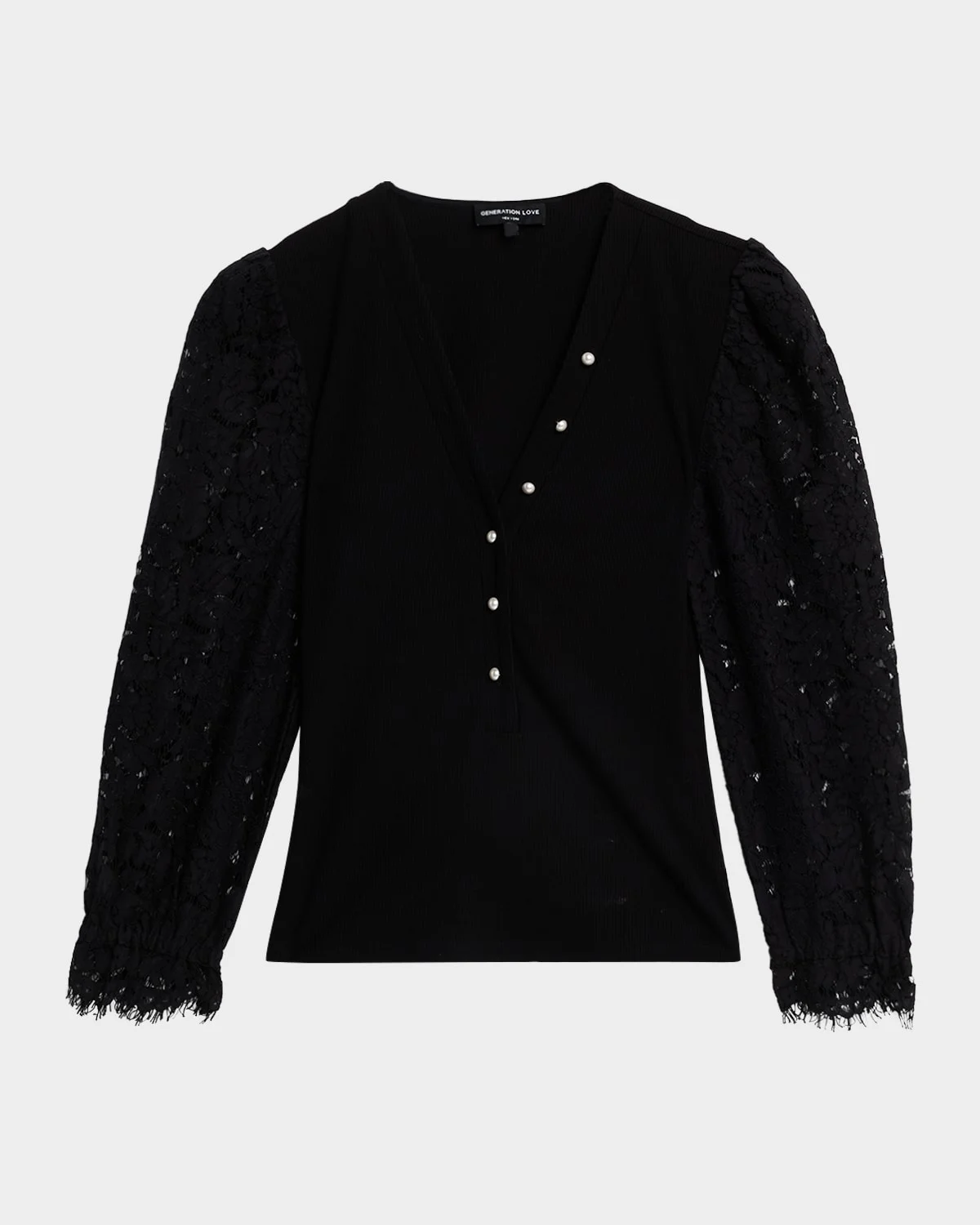 McKenna Lace-Sleeve Combo Top - 1