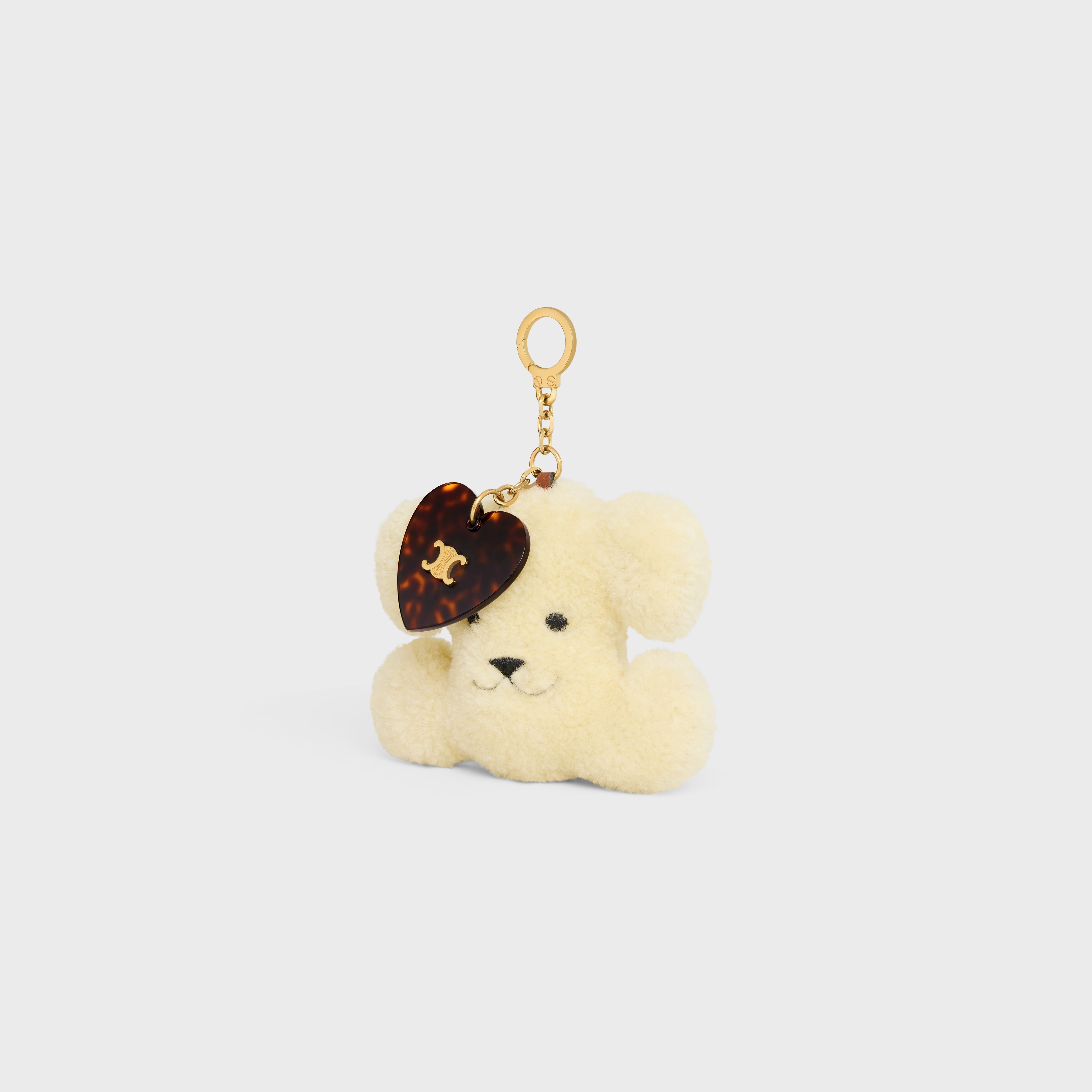 TRIOMPHE pom-pom keyring  with heart in SHEARLING AND ACETATE with GOLD FINISHING - 2
