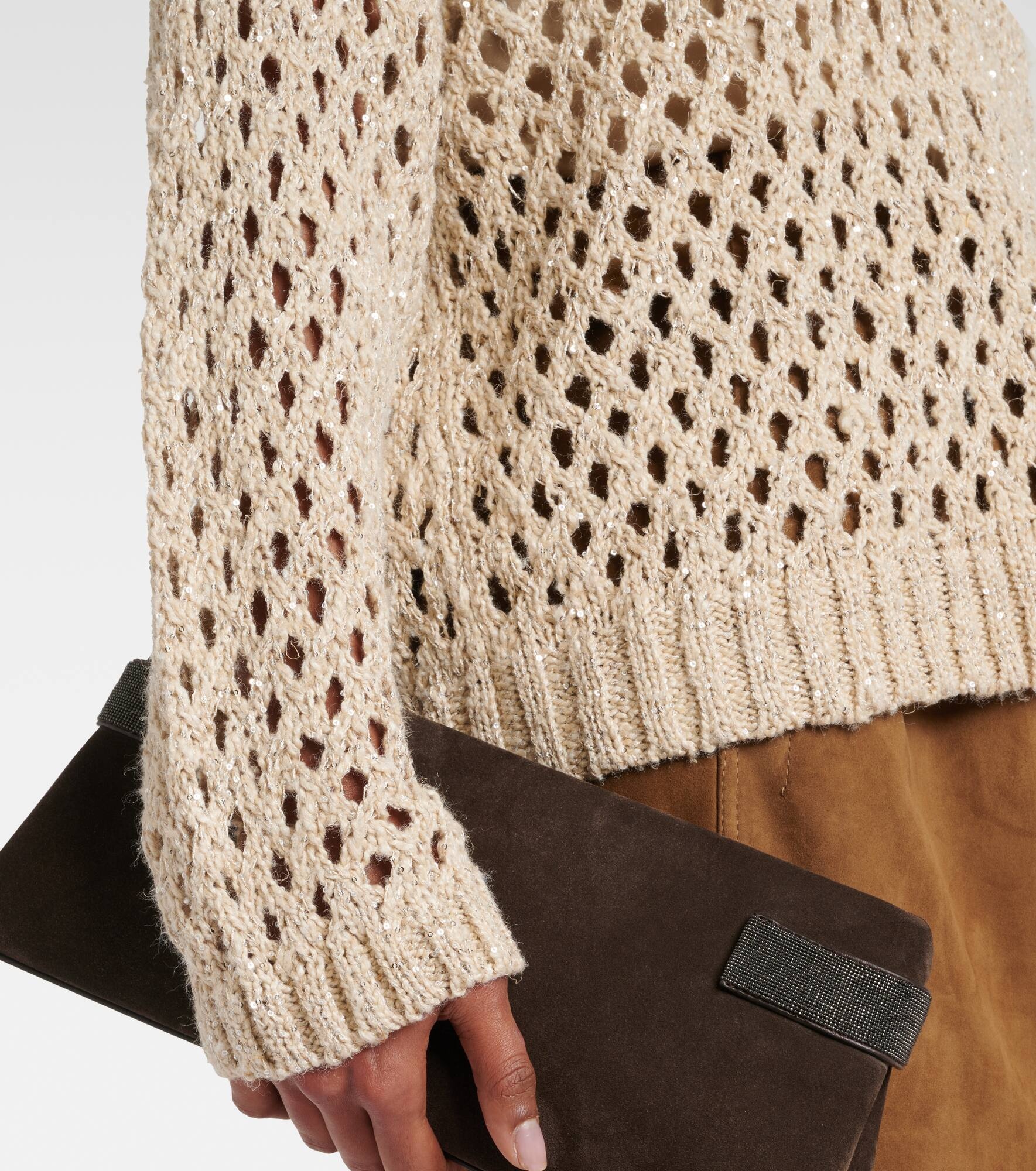 Sequined silk and linen-blend sweater - 5