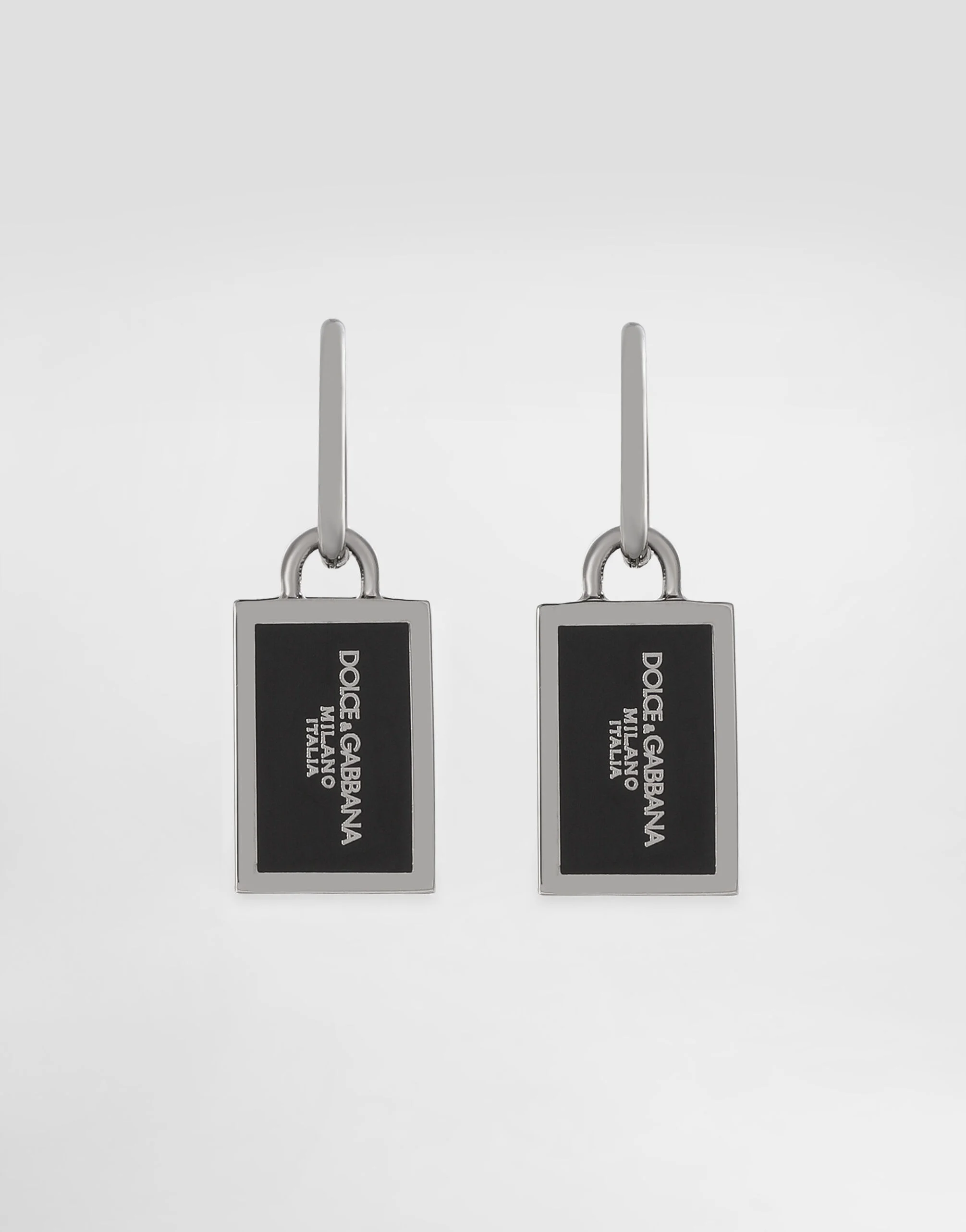 Enameled Creole earrings with logo - 1