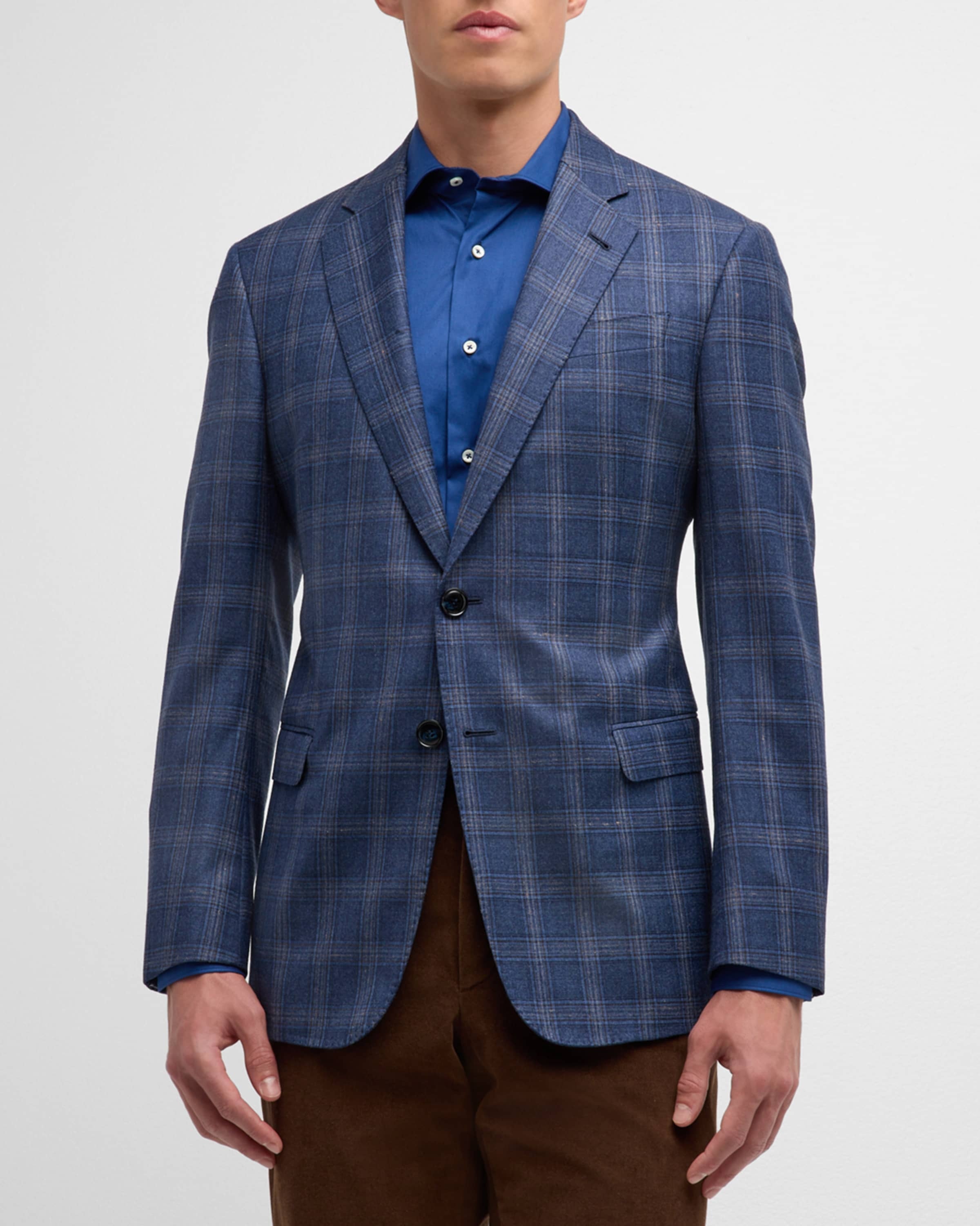 Men's Plaid Wool-Cashmere Sport Coat - 1