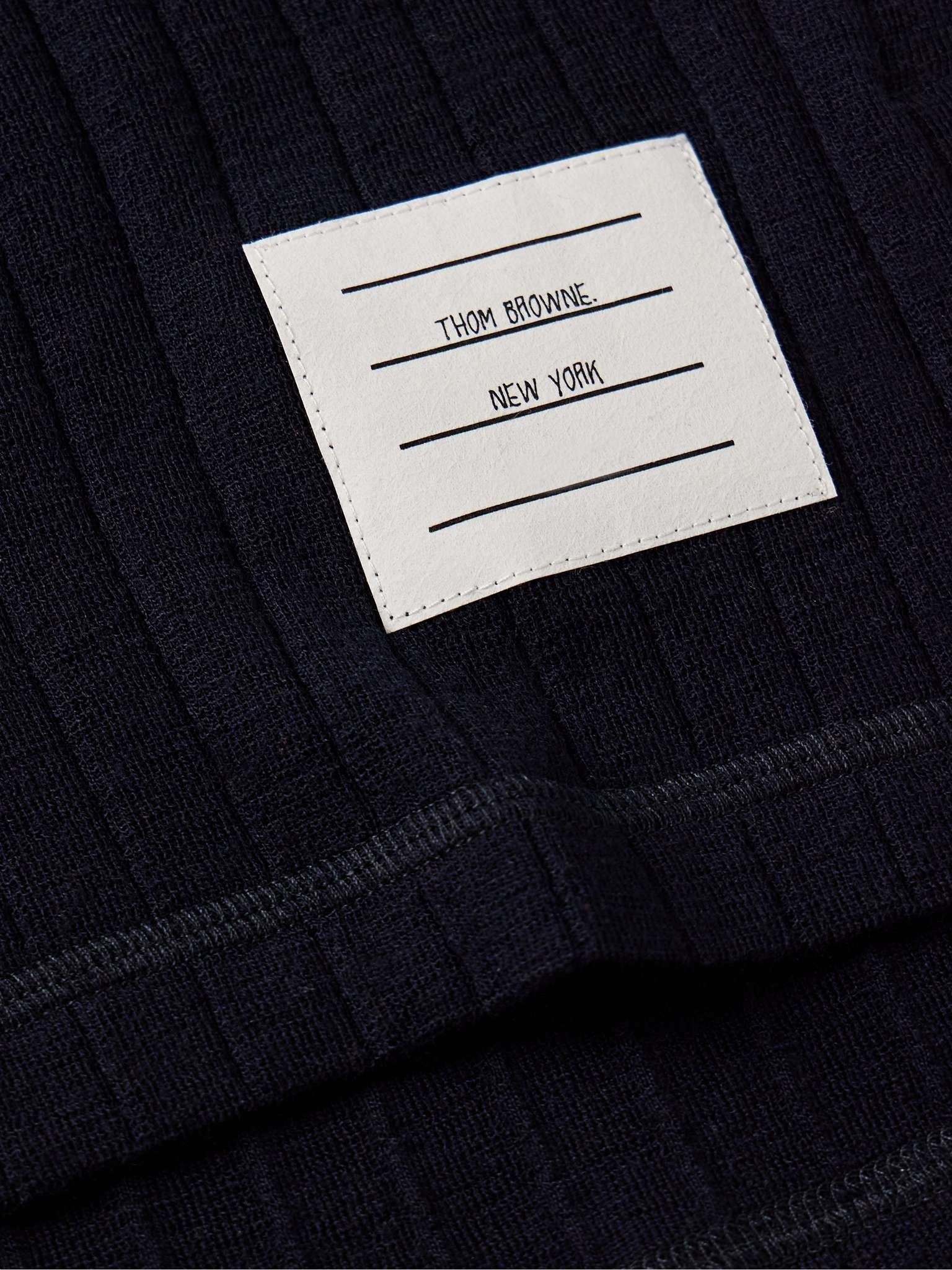 Grosgrain-Trimmed Ribbed Virgin Wool Polo Shirt - 4