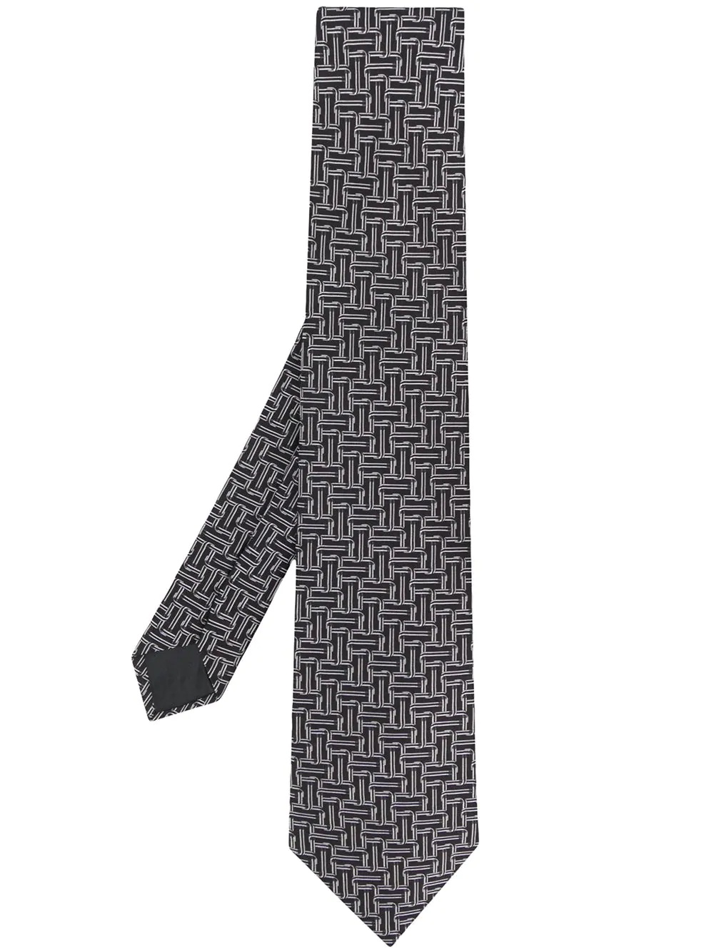 geometric pattern silk tie - 1