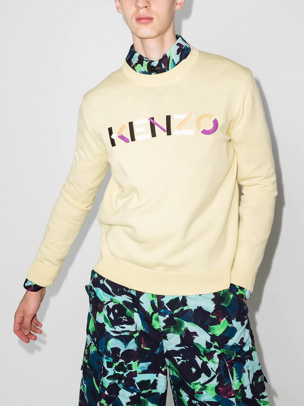 embroidered-logo crew neck jumper - 2