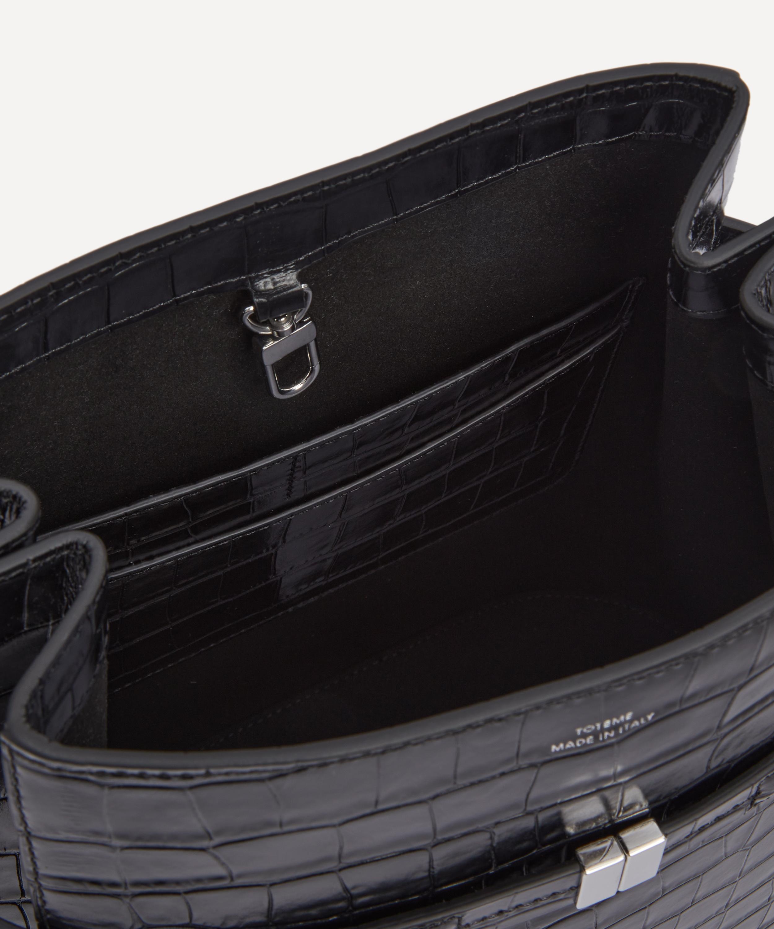 Belted Croc-Embossed Leather Bucket Bag - 6