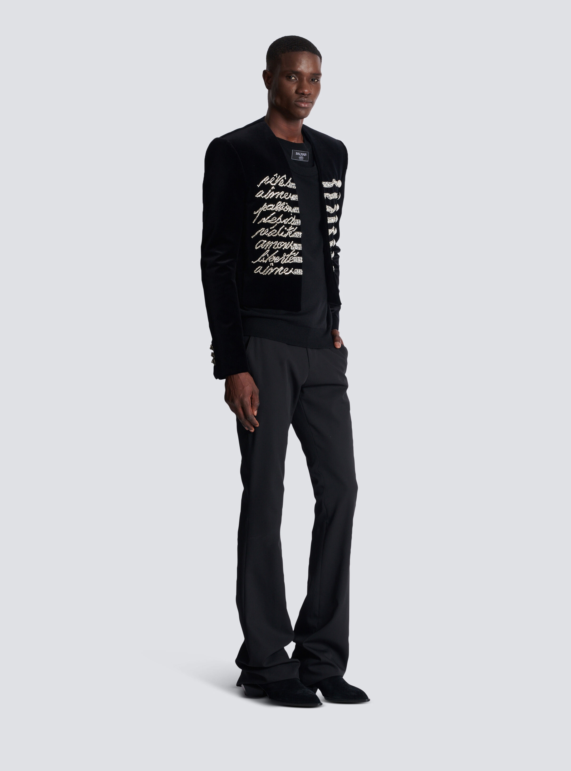 Cropped velvet jacket with "Love Letter" embroidery - 3