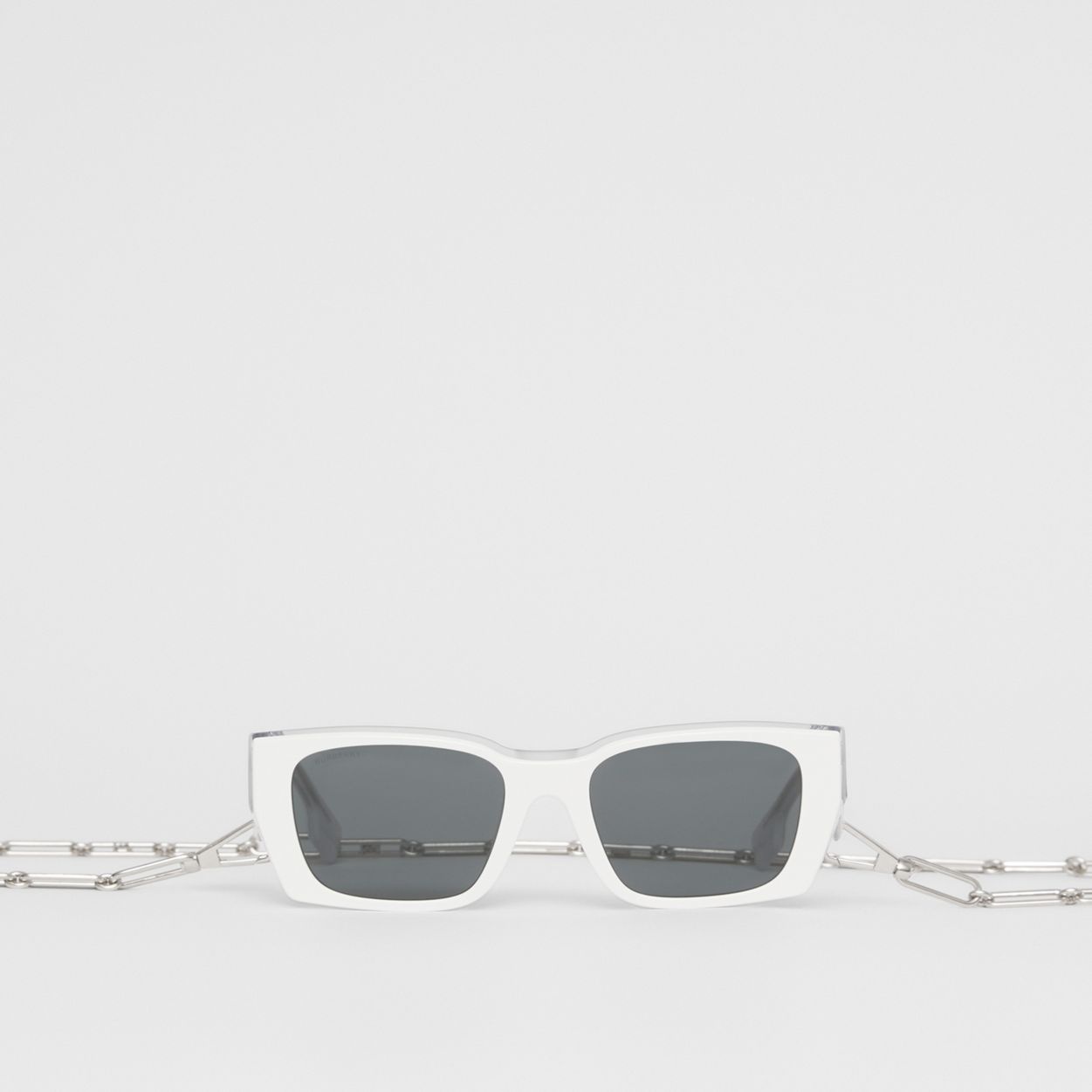 B Motif Rectangular Frame Sunglasses with Chain - 1