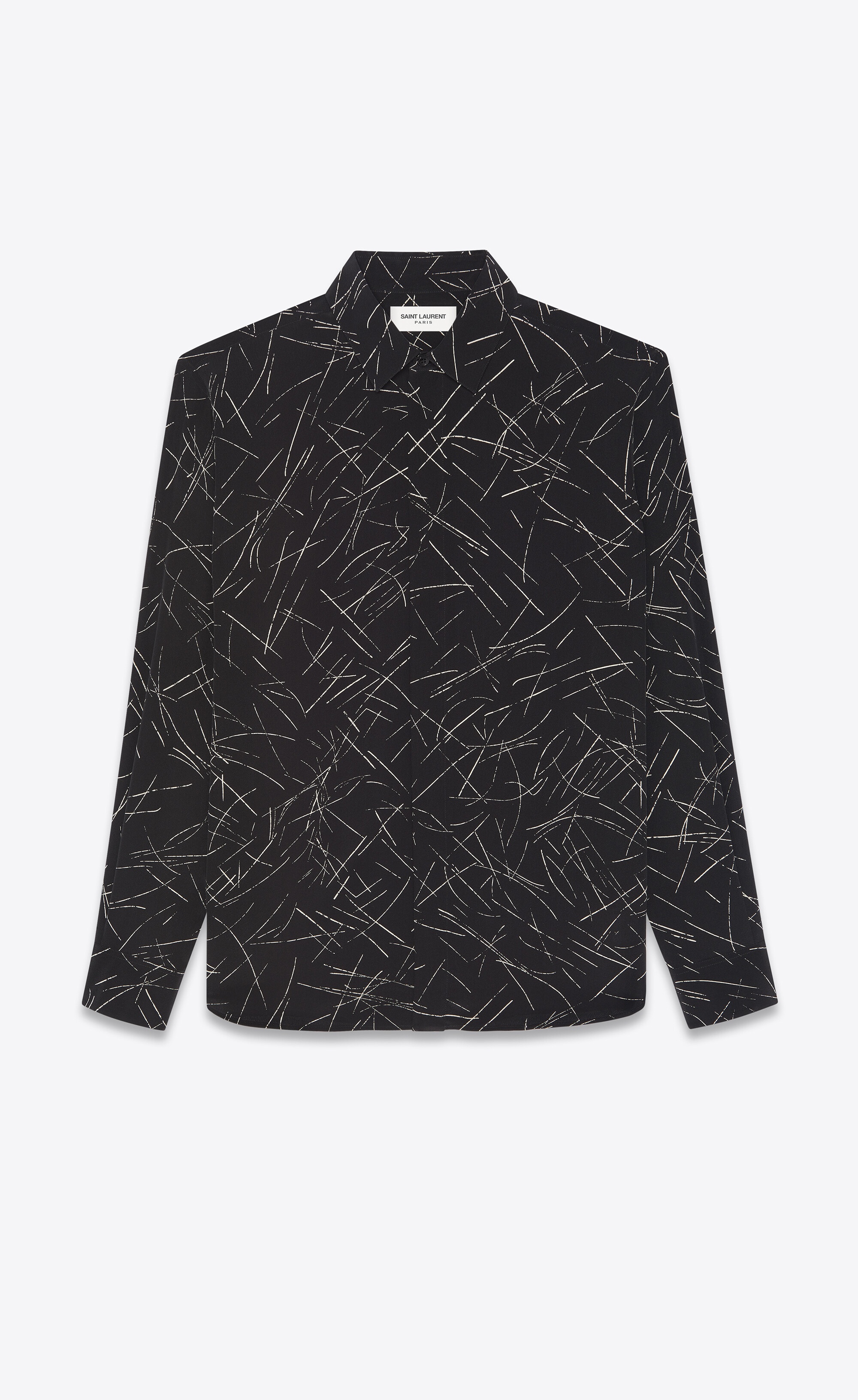 yves collar classic shirt in calligraphy crepe de chine - 1