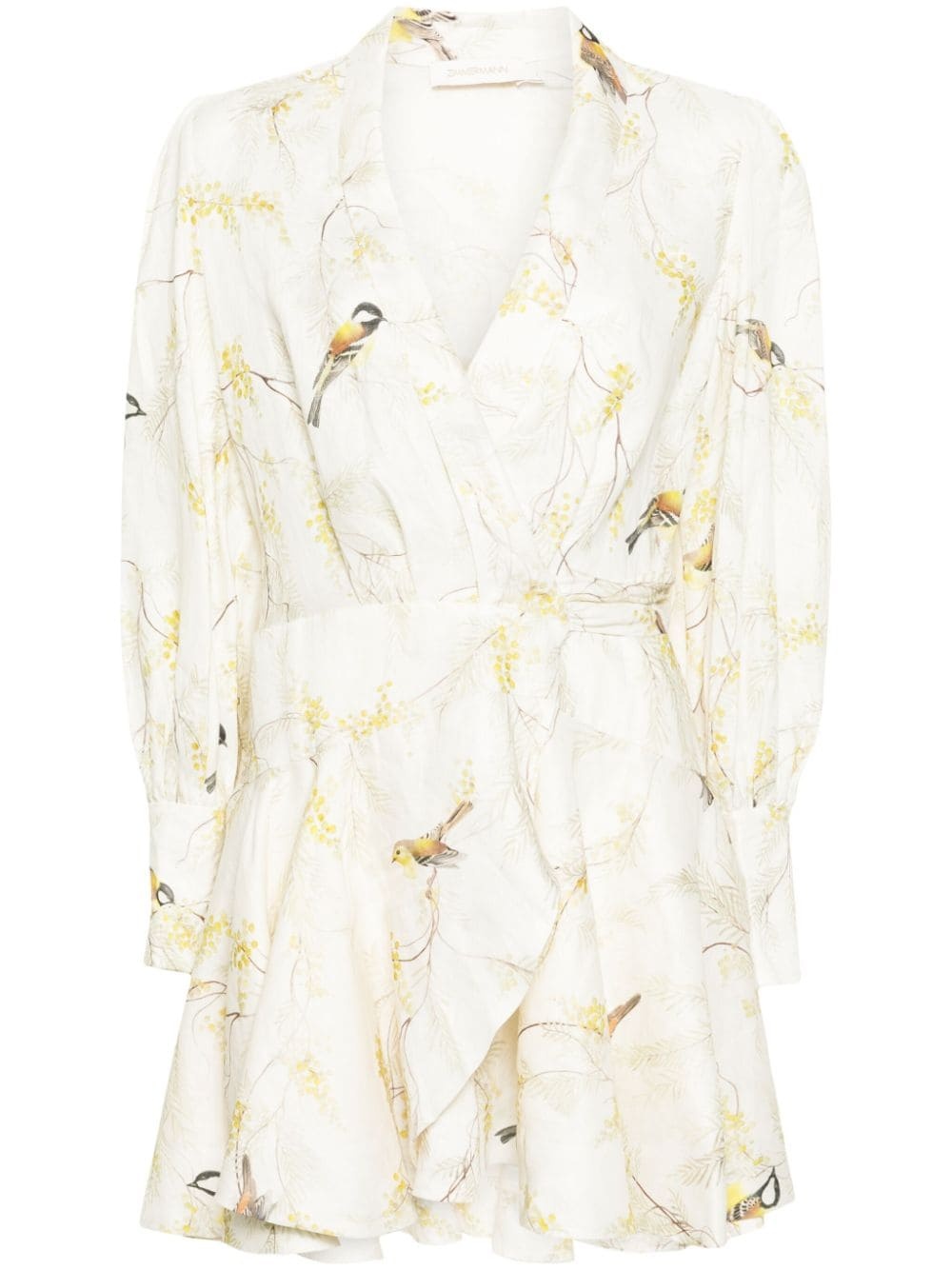 Acacia Birds-print wrap minidress - 1