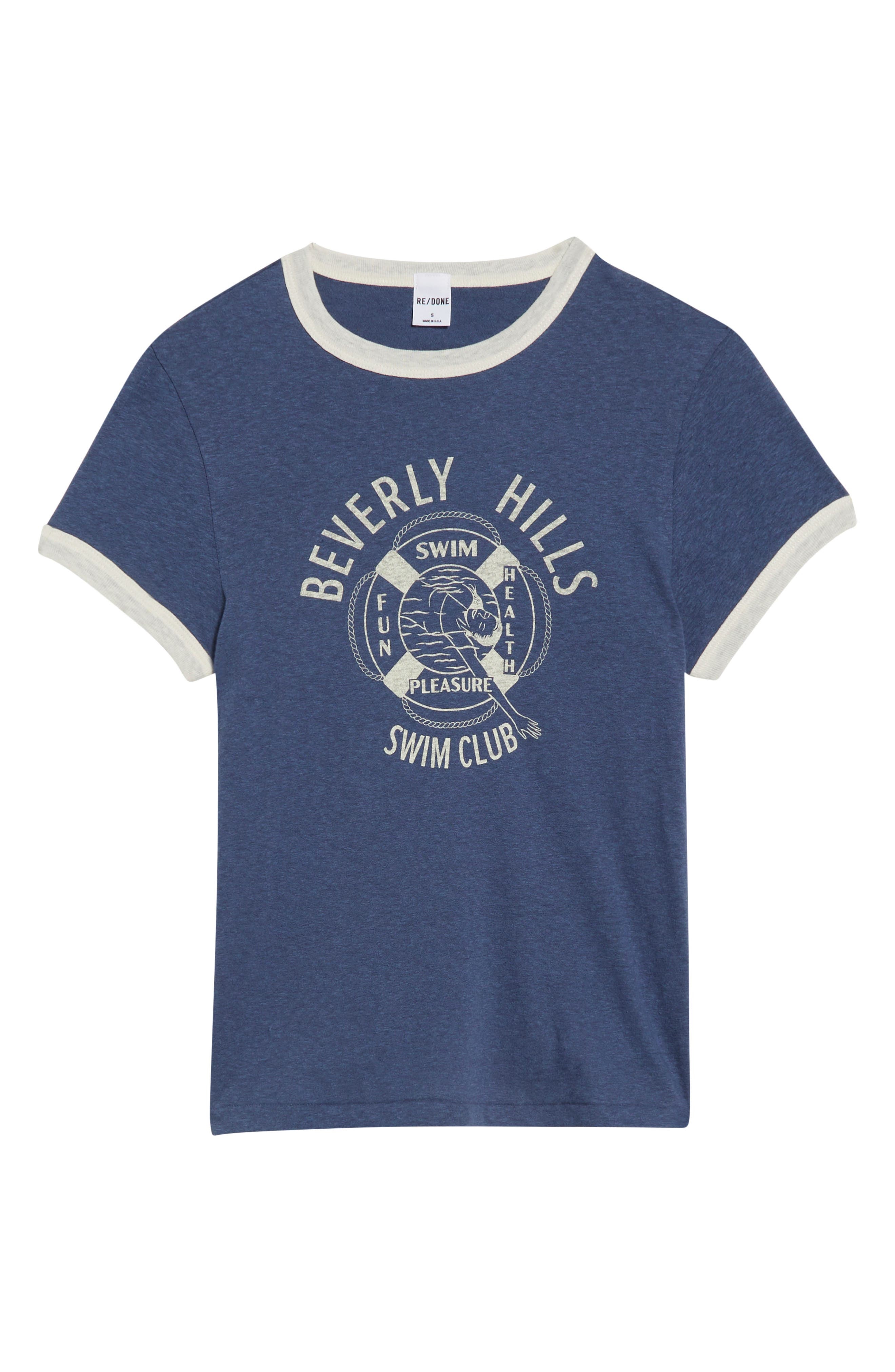 Re/Done '60 Slim Graphic Ringer T-Shirt in Navy White at Nordstrom - 5