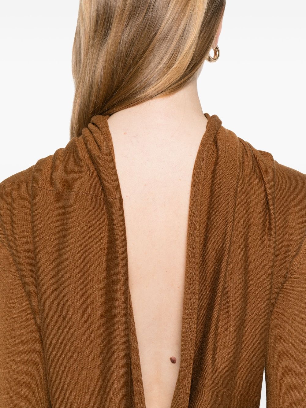 longsleeved open-back maxi dress - 5
