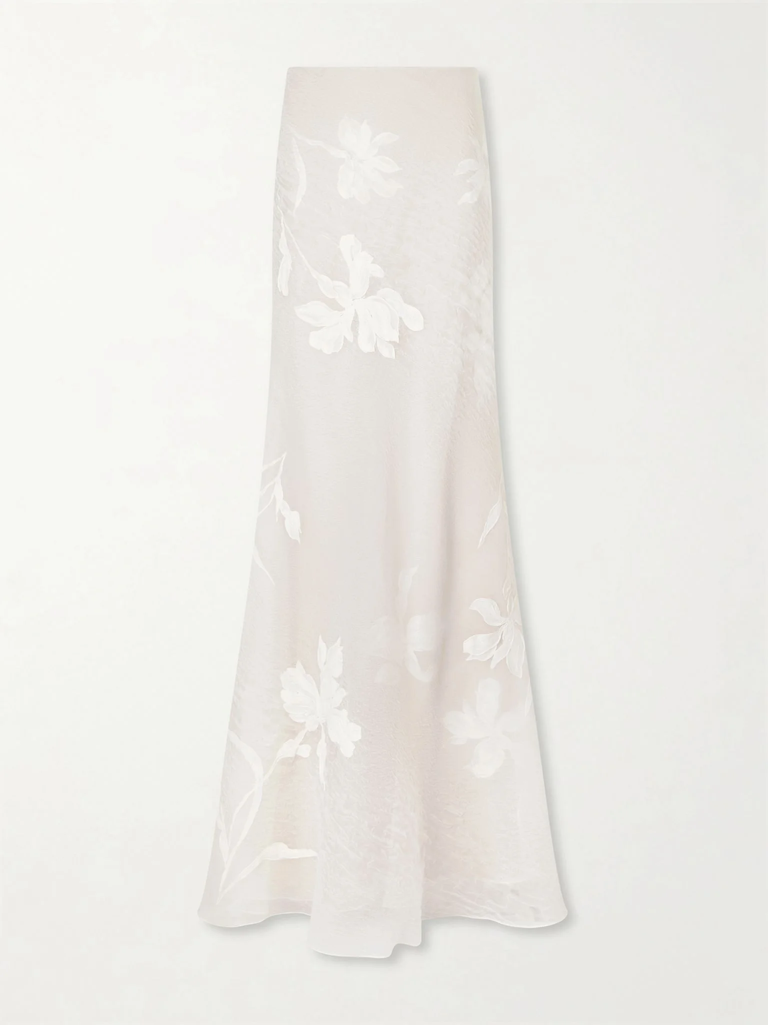 Dean floral-embroidered silk-blend organza maxi skirt Off-white - 1